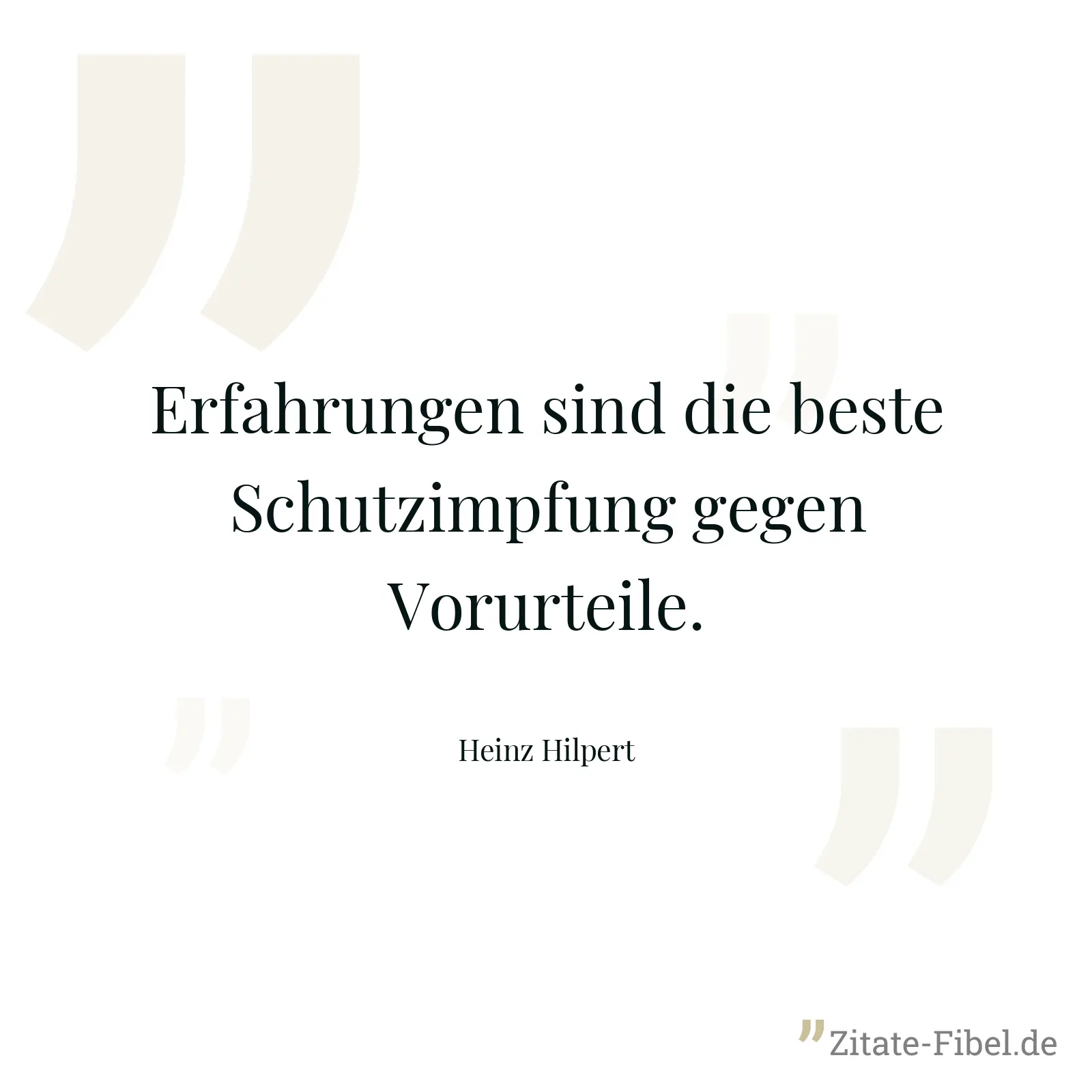 Erfahrungen sind die beste Schutzimpfung gegen Vorurteile. - Heinz Hilpert