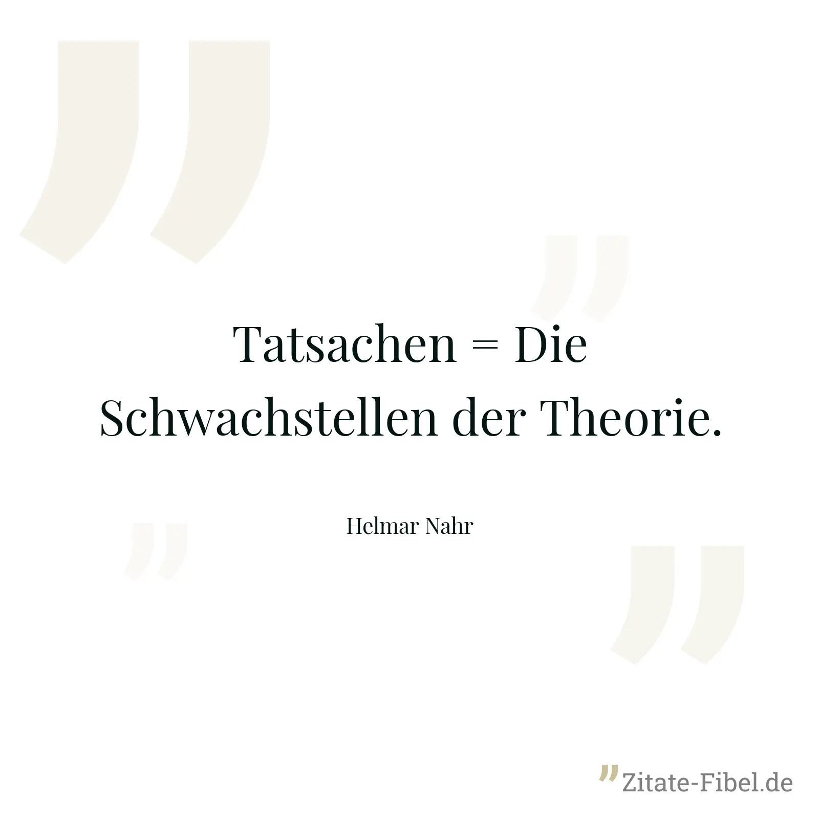 Tatsachen = Die Schwachstellen der Theorie. - Helmar Nahr