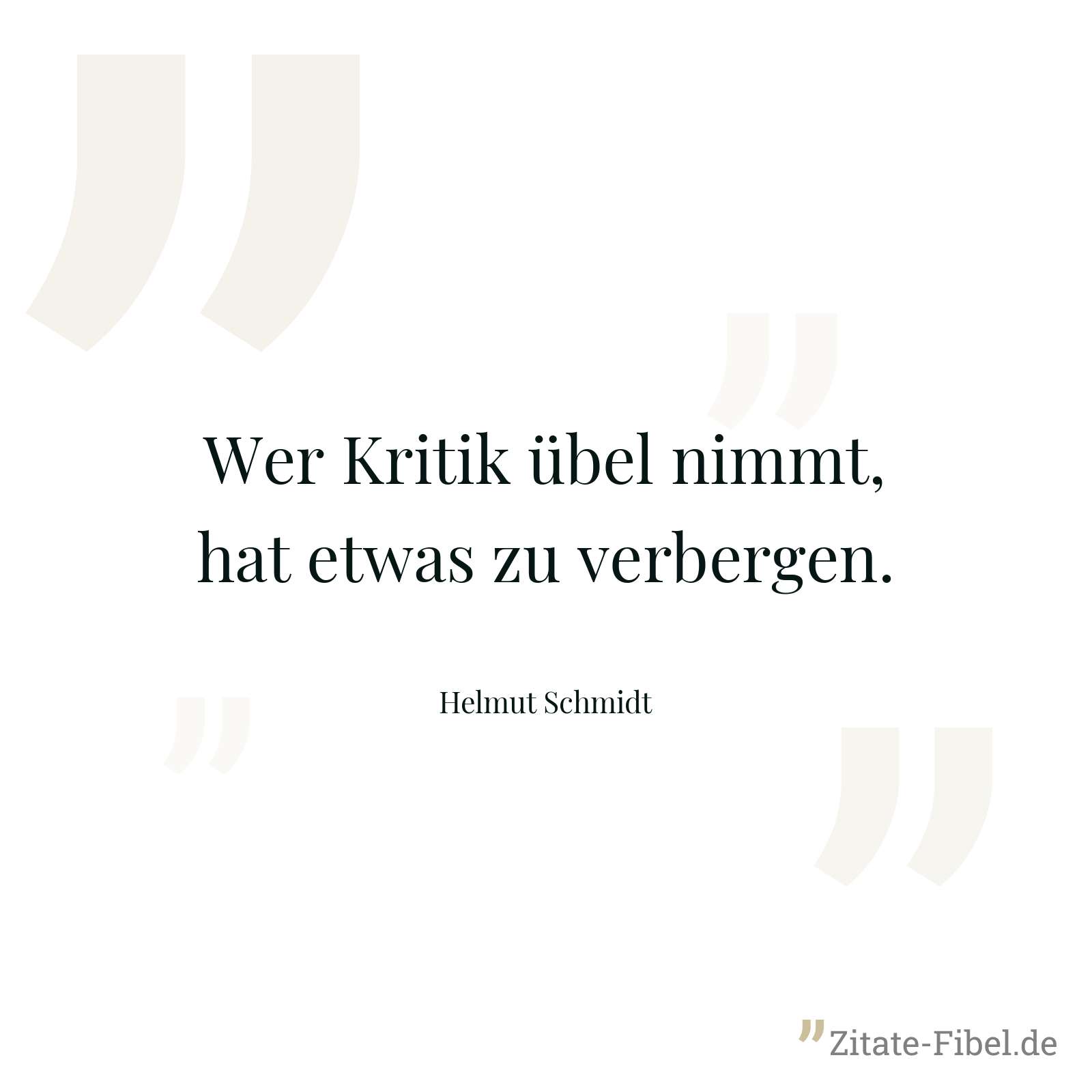 Wer Kritik übel nimmt, hat etwas zu verbergen. - Helmut Schmidt