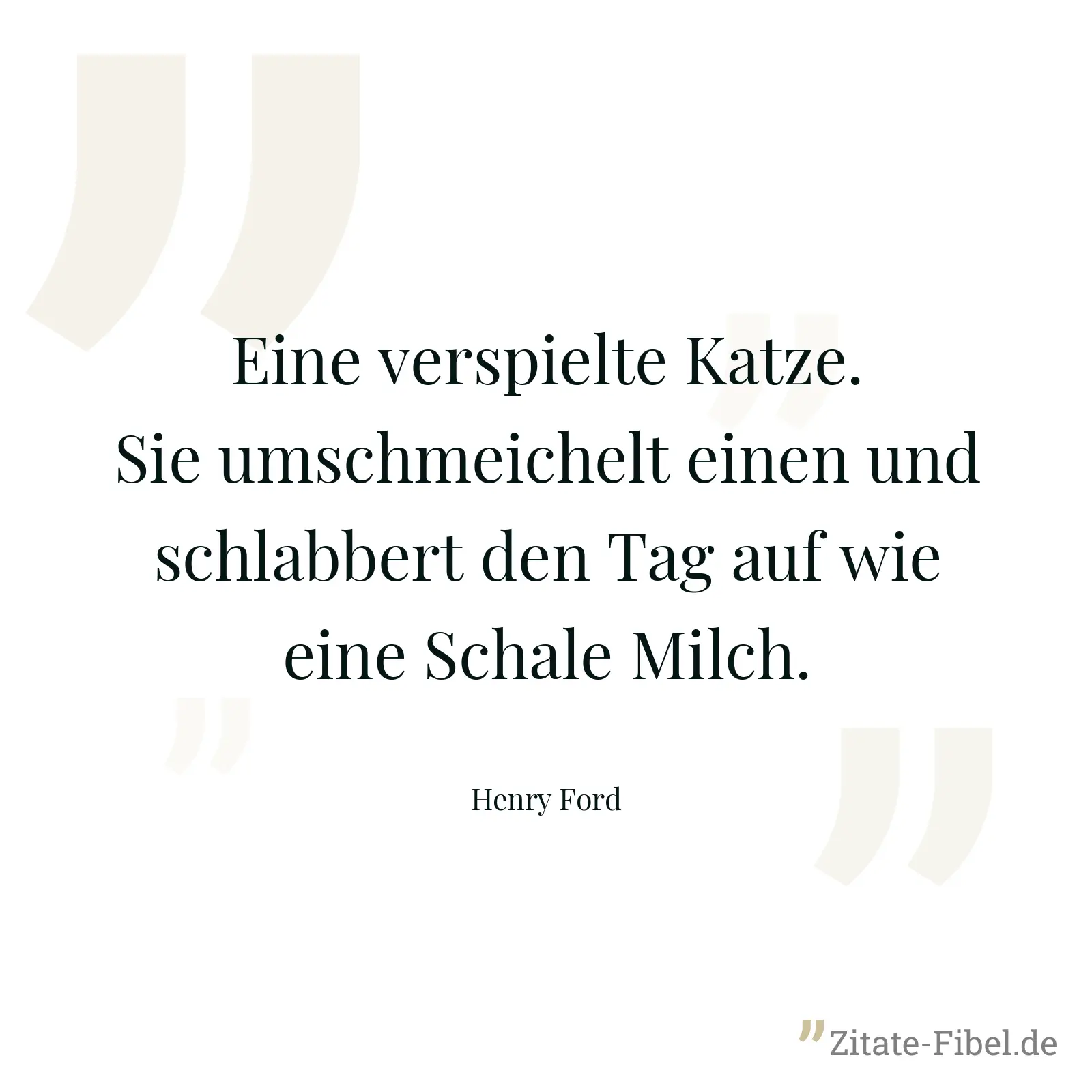 Eine verspielte Katze. Sie umschmeichelt einen und schlabbert den Tag auf wie eine Schale Milch. - Henry Ford