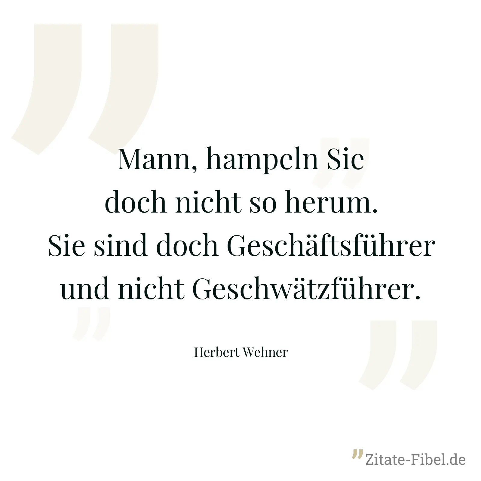 Mann, hampeln Sie doch nicht so herum. Sie sind doch Geschäftsführer und nicht Geschwätzführer. - Herbert Wehner