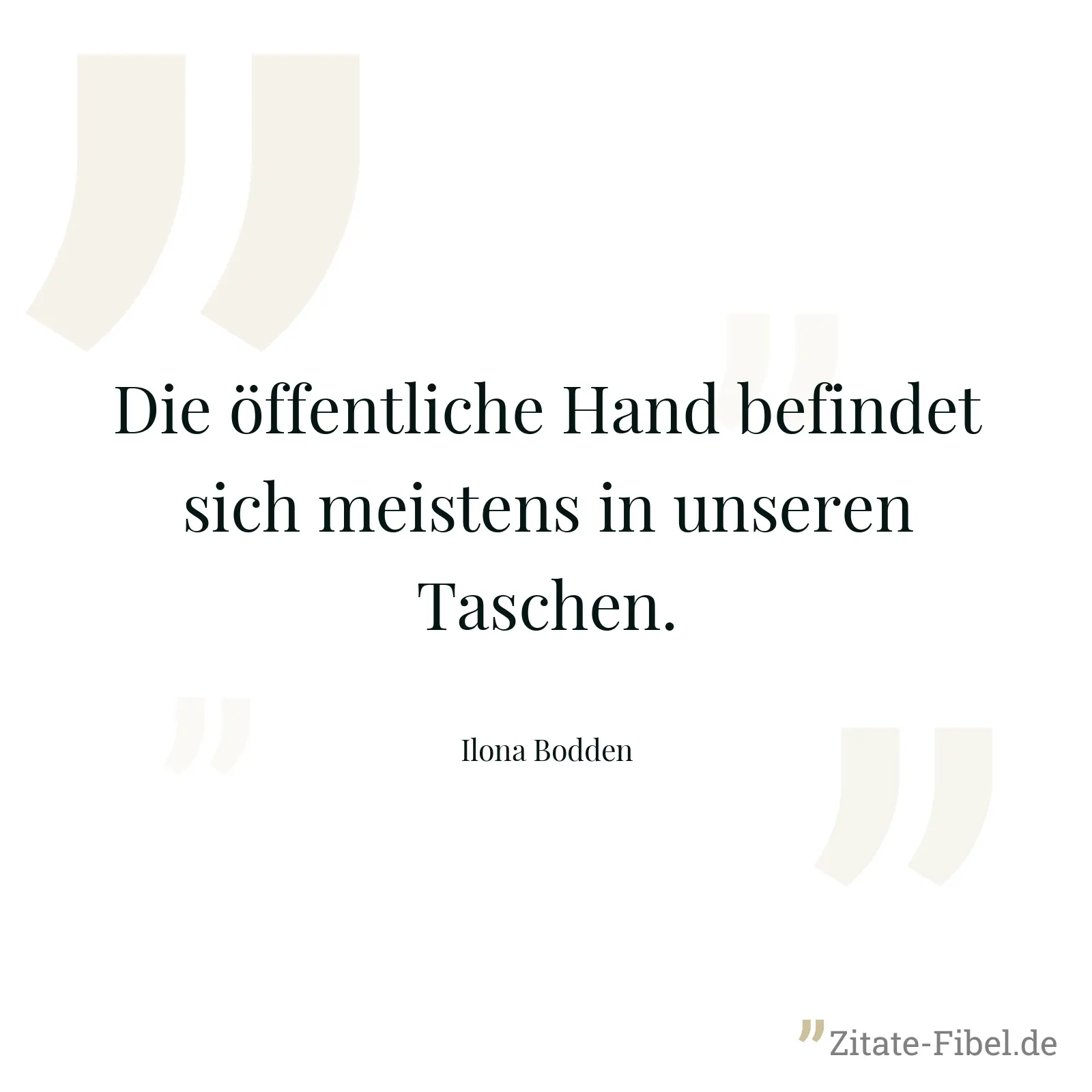 Die öffentliche Hand befindet sich meistens in unseren Taschen. - Ilona Bodden