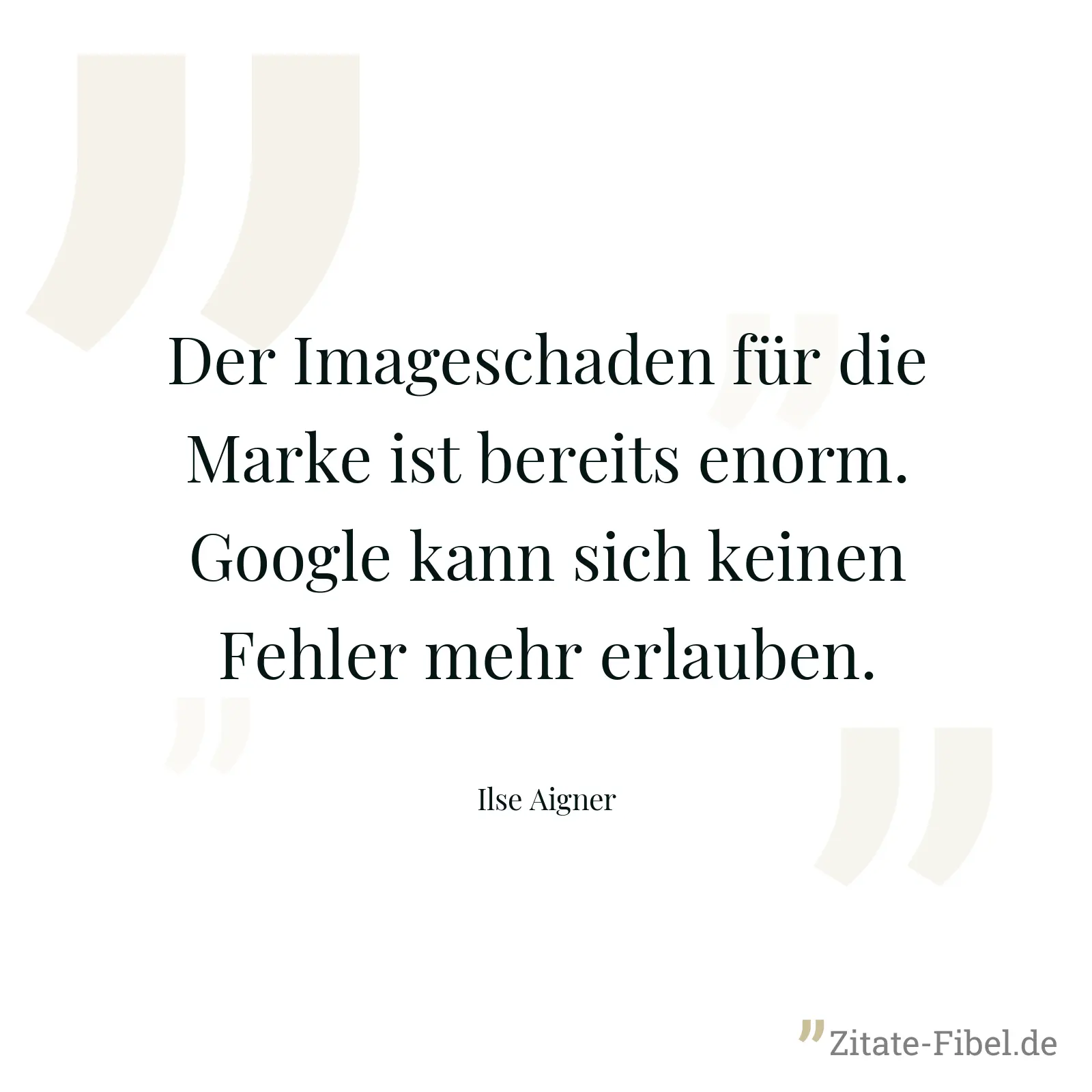 Der Imageschaden für die Marke ist bereits enorm. Google kann sich keinen Fehler mehr erlauben. - Ilse Aigner