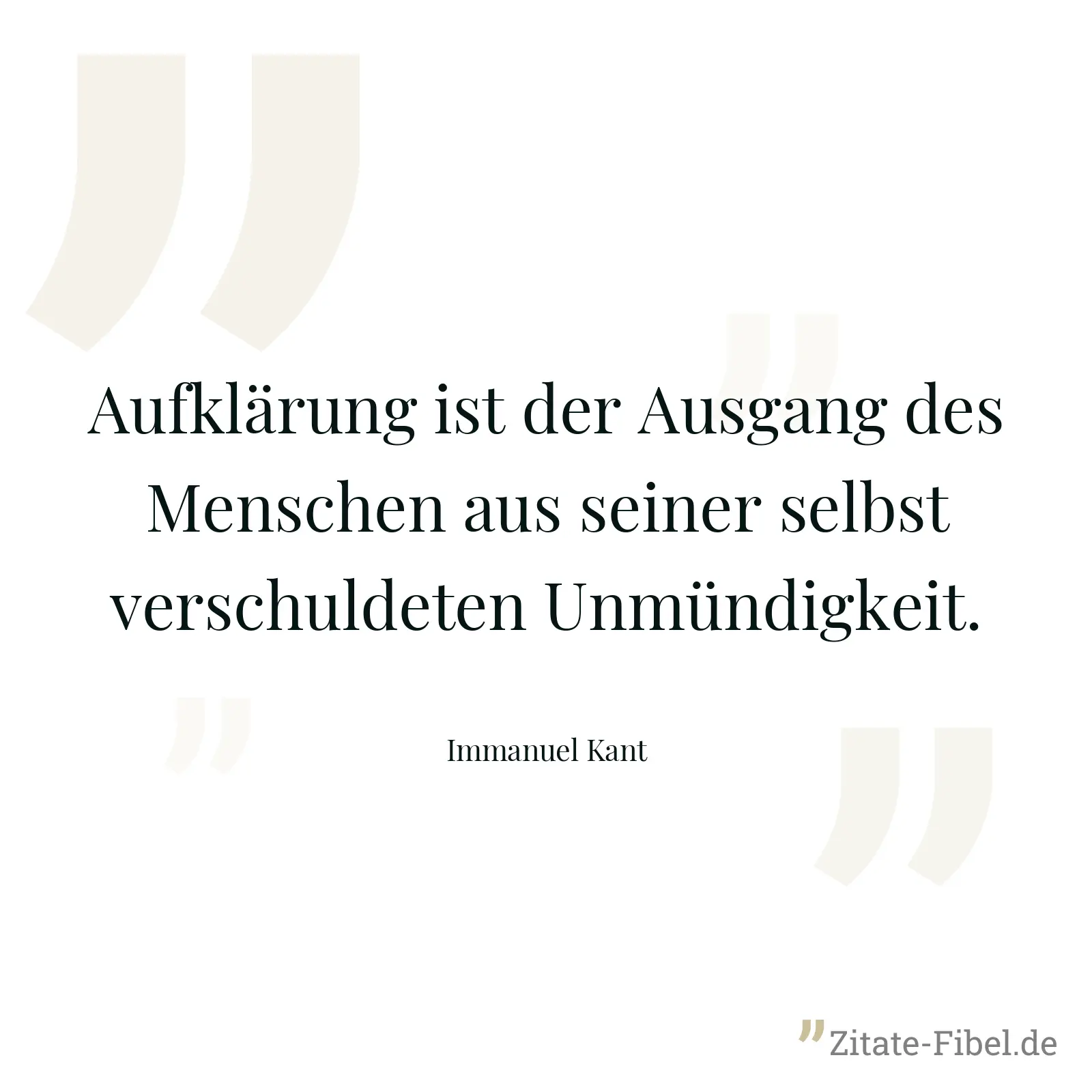 Aufklärung ist der Ausgang des Menschen aus seiner selbst verschuldeten Unmündigkeit. - Immanuel Kant