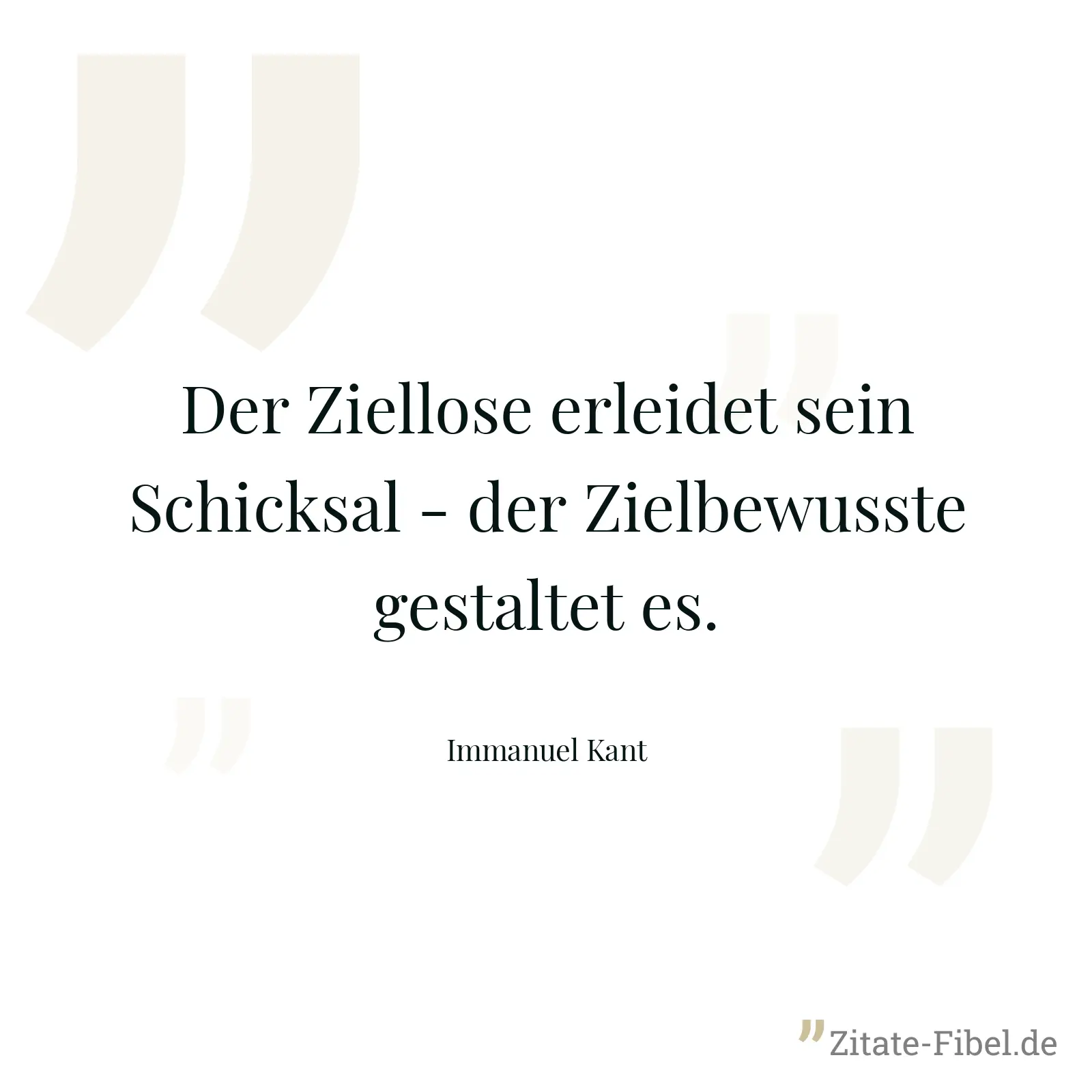 Der Ziellose erleidet sein Schicksal - der Zielbewusste gestaltet es. - Immanuel Kant