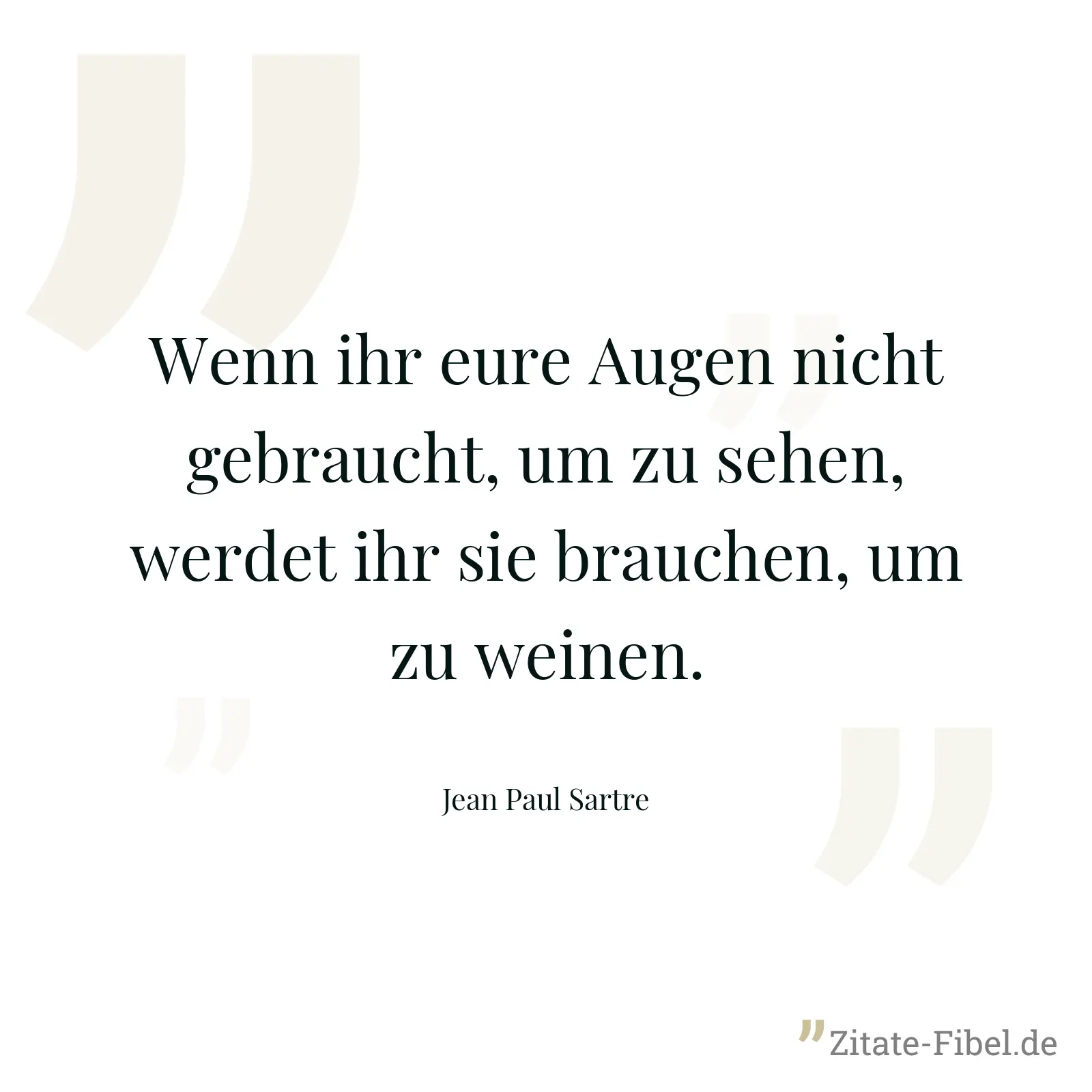 Wenn ihr eure Augen nicht gebraucht, um zu sehen, werdet ihr sie brauchen, um zu weinen. - Jean Paul Sartre