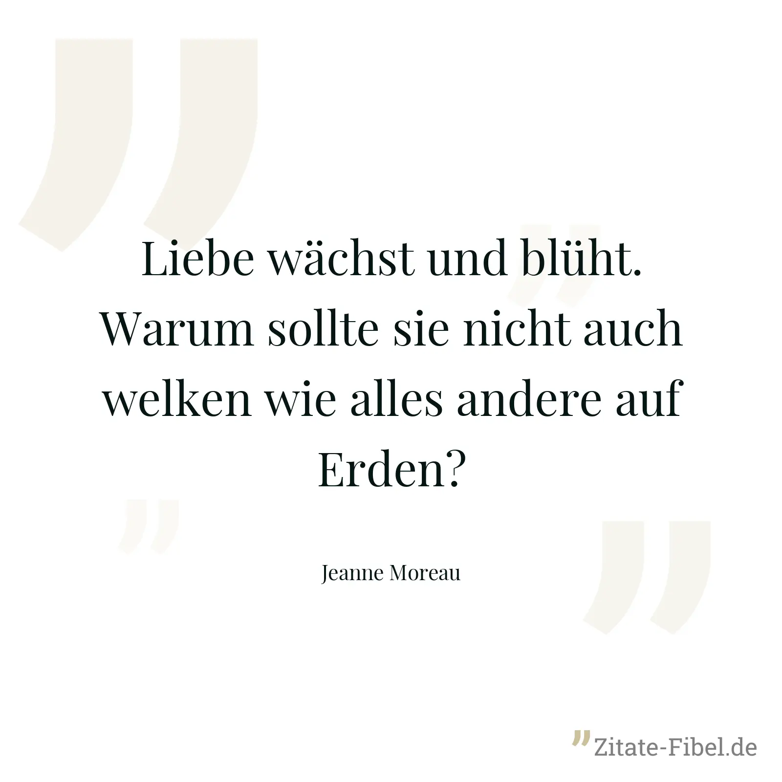 Liebe wächst und blüht. Warum sollte sie nicht auch welken wie alles andere auf Erden? - Jeanne Moreau