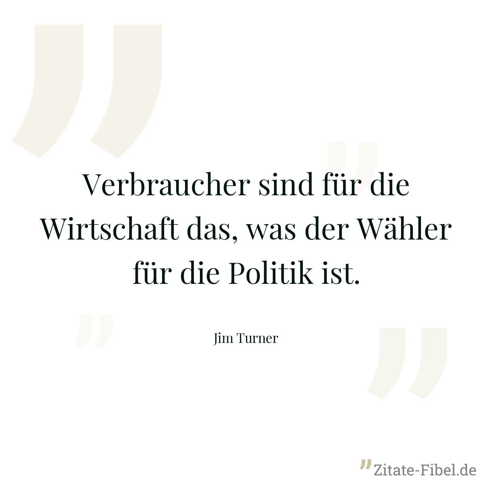 Verbraucher sind für die Wirtschaft das, was der Wähler für die Politik ist. - Jim Turner