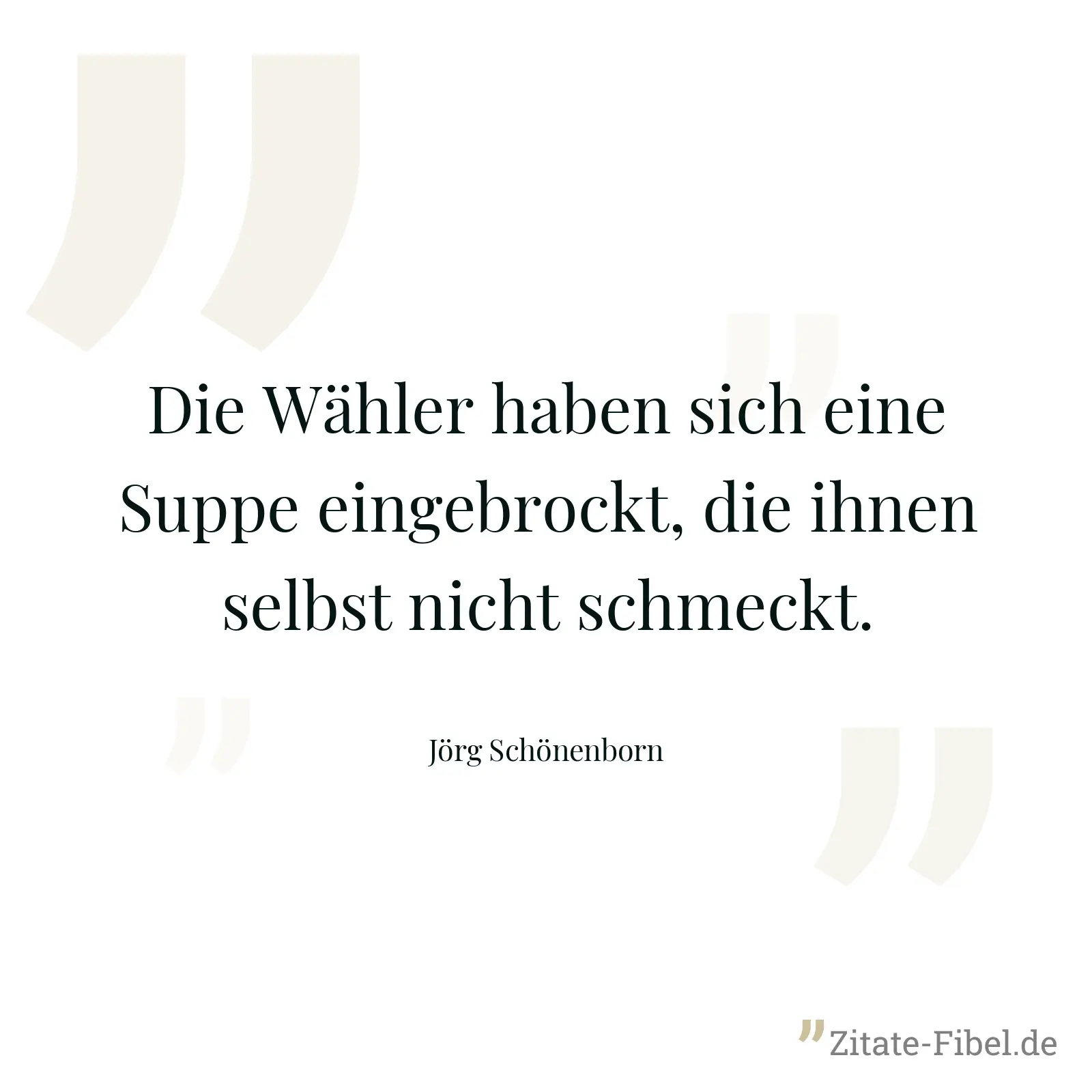 Die Wähler haben sich eine Suppe eingebrockt, die ihnen selbst nicht schmeckt. - Jörg Schönenborn