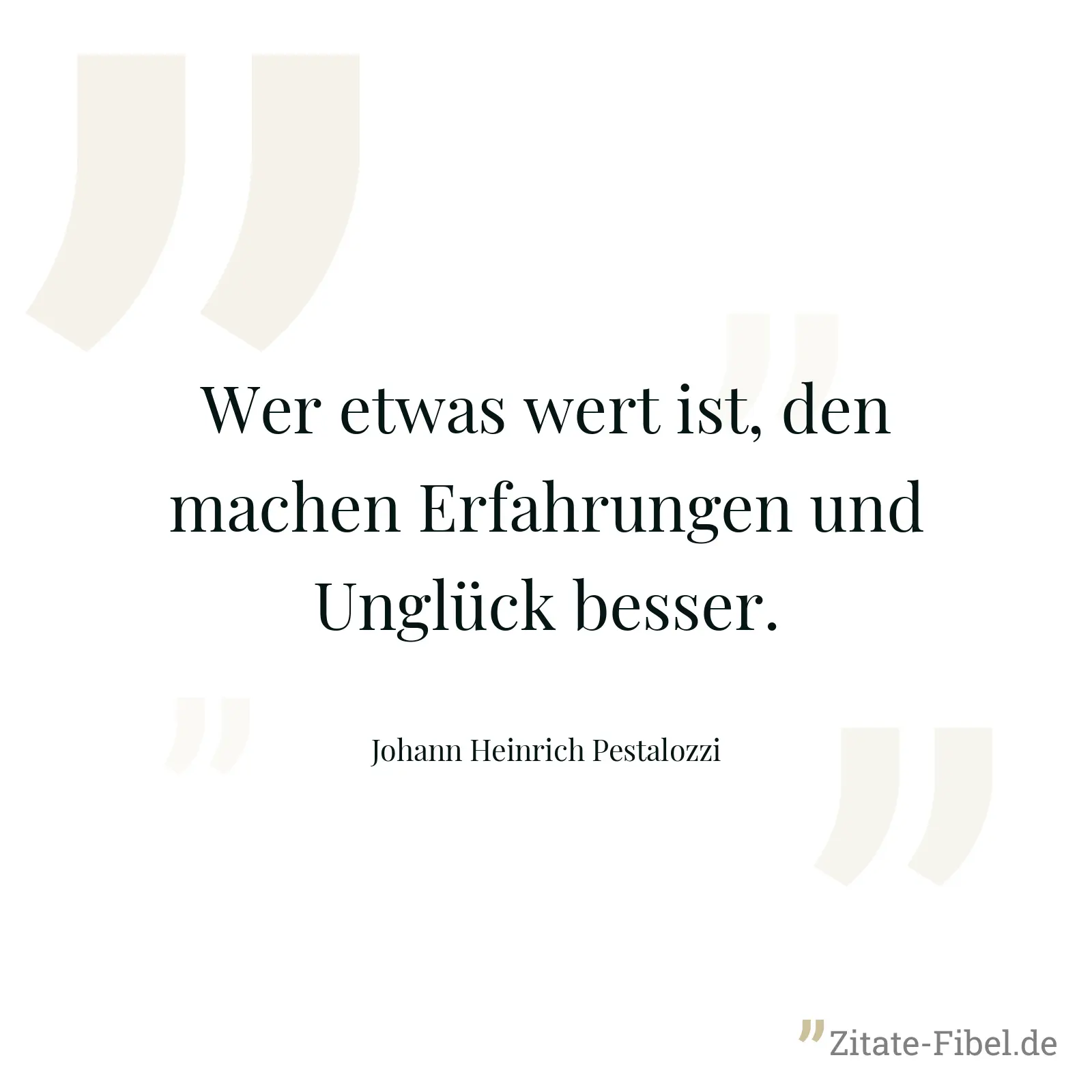 Wer etwas wert ist, den machen Erfahrungen und Unglück besser. - Johann Heinrich Pestalozzi