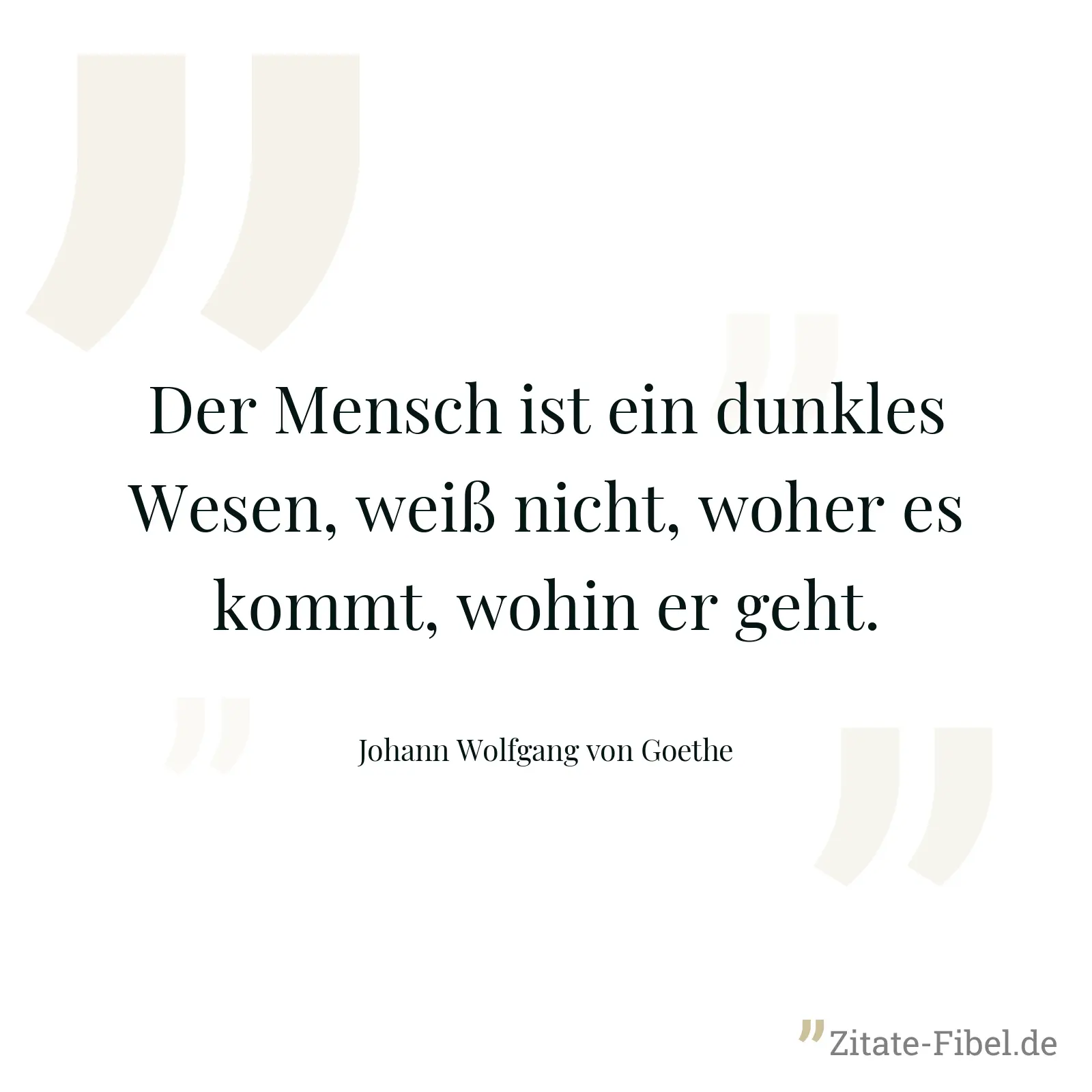 Der Mensch ist ein dunkles Wesen, weiß nicht, woher es kommt, wohin er geht. - Johann Wolfgang von Goethe