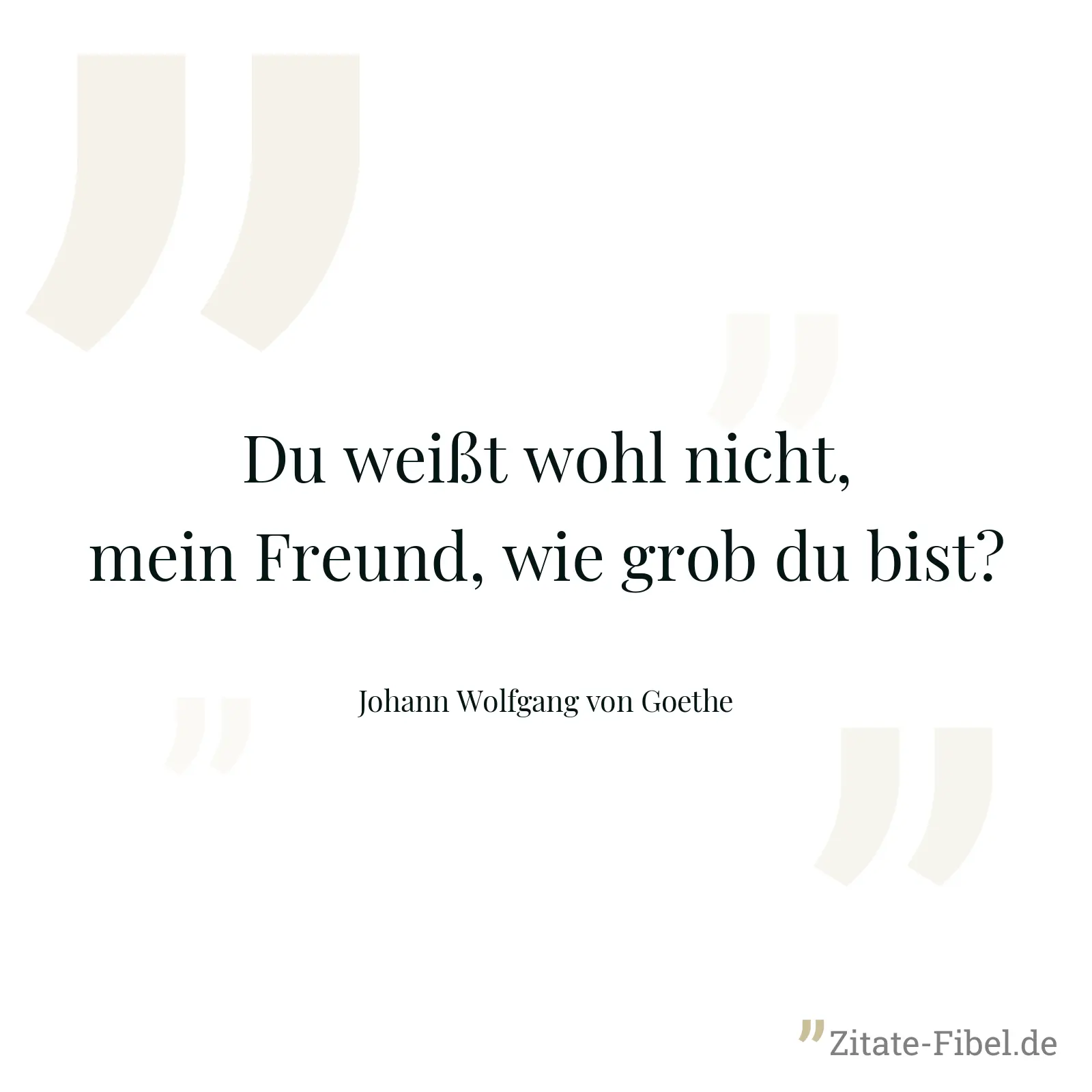 Du weißt wohl nicht, mein Freund, wie grob du bist? - Johann Wolfgang von Goethe