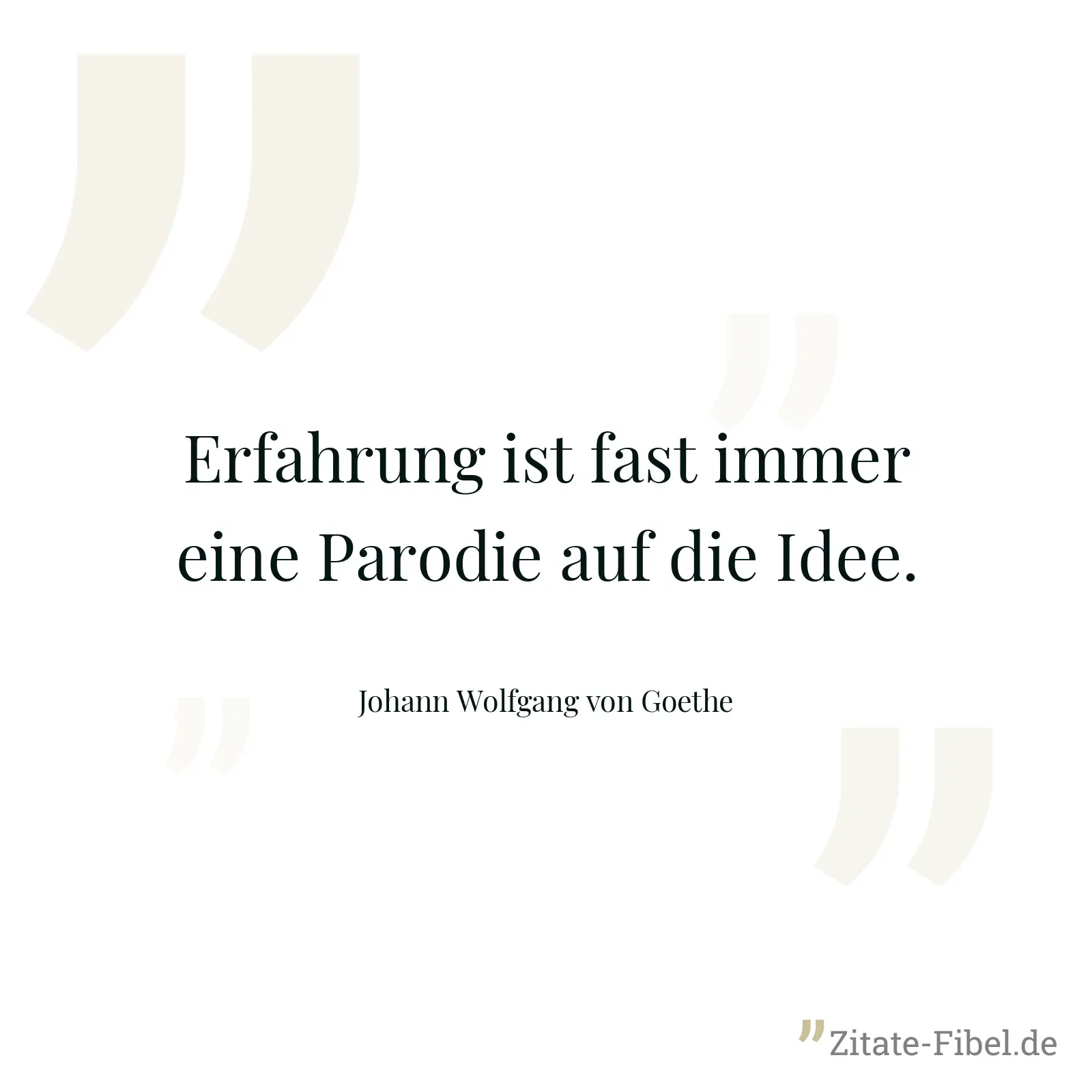 Erfahrung ist fast immer eine Parodie auf die Idee. - Johann Wolfgang von Goethe