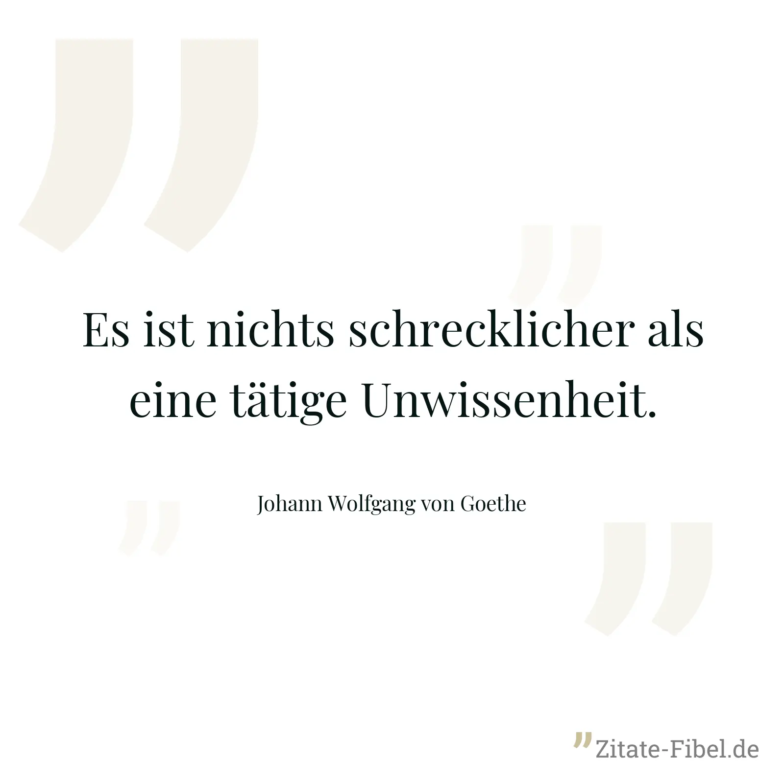 Es ist nichts schrecklicher als eine tätige Unwissenheit. - Johann Wolfgang von Goethe