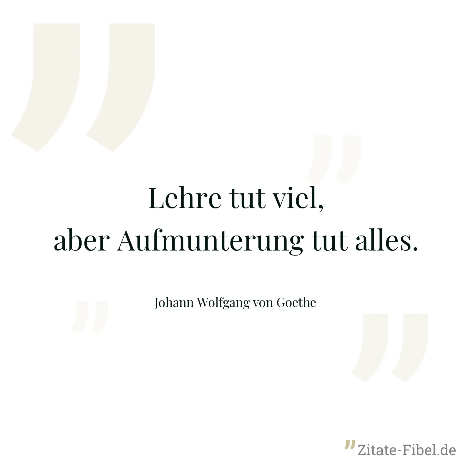 Lehre tut viel, aber Aufmunterung tut alles. - Johann Wolfgang von Goethe