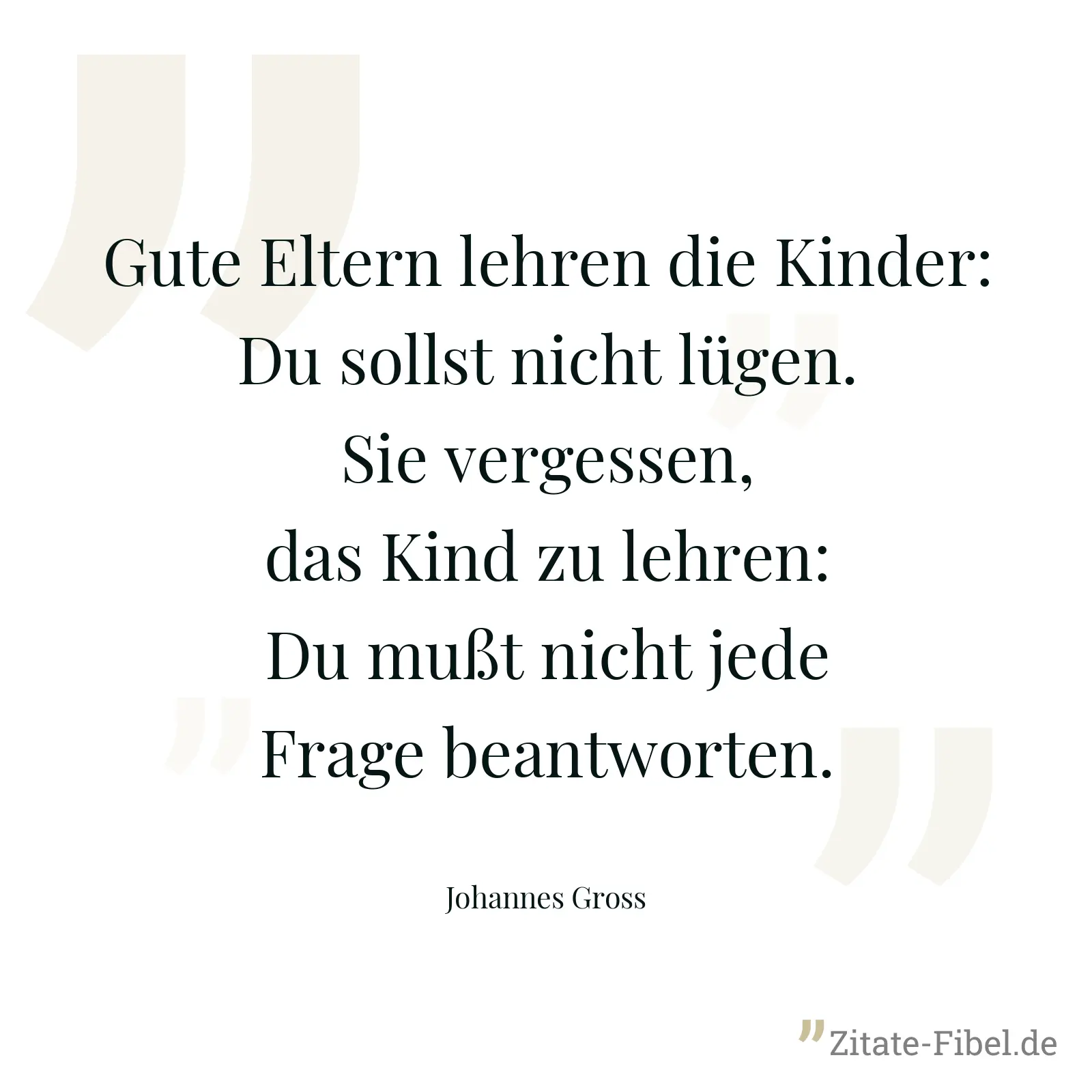 Gute Eltern lehren die Kinder: Du sollst nicht lügen. Sie vergessen, das Kind zu lehren: Du mußt nicht jede Frage beantworten. - Johannes Gross