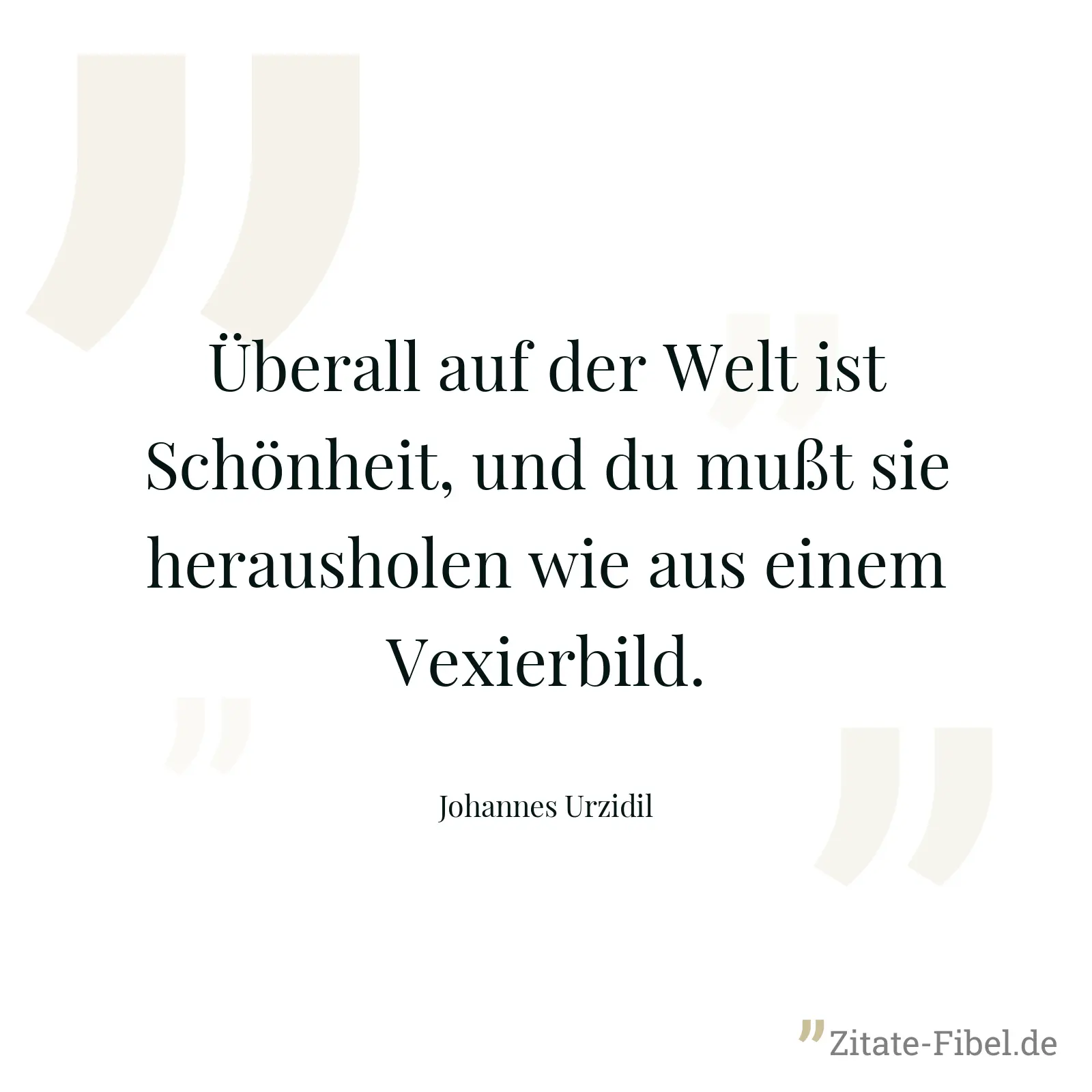 Überall auf der Welt ist Schönheit, und du mußt sie herausholen wie aus einem Vexierbild. - Johannes Urzidil