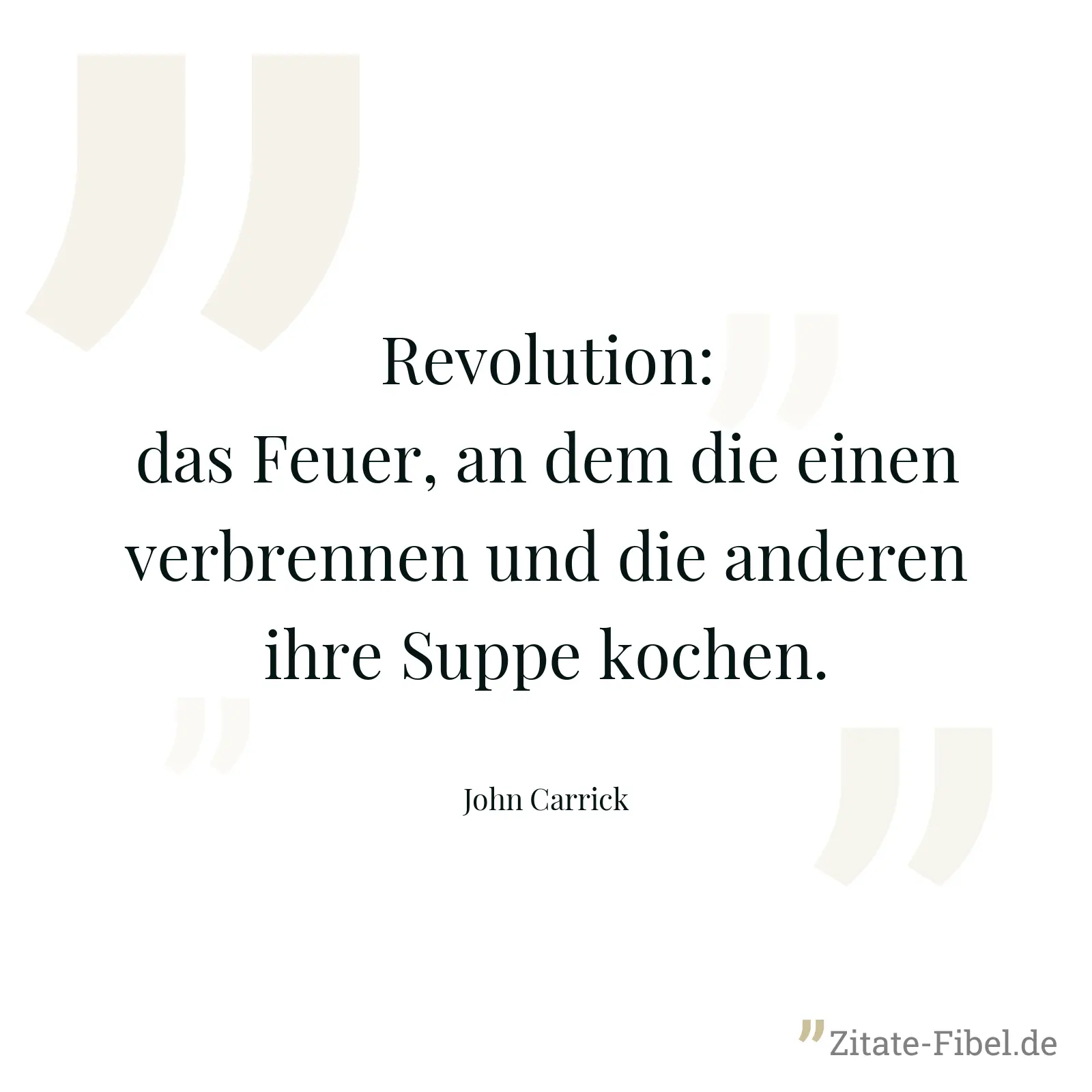 Revolution: das Feuer, an dem die einen verbrennen und die anderen ihre Suppe kochen. - John Carrick