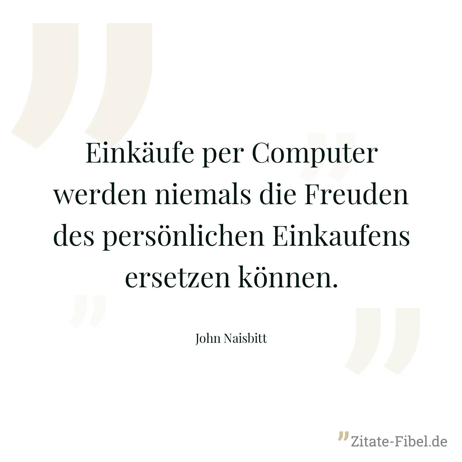 Einkäufe per Computer werden niemals die Freuden des persönlichen Einkaufens ersetzen können. - John Naisbitt