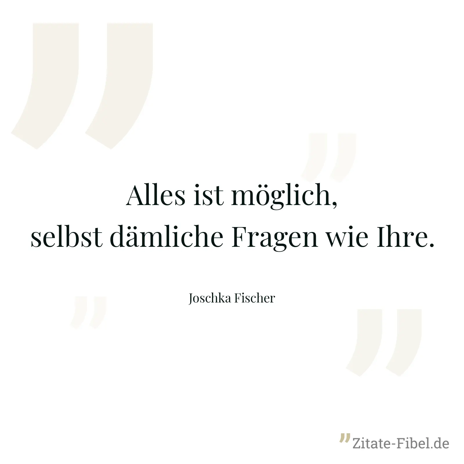 Alles ist möglich, selbst dämliche Fragen wie Ihre. - Joschka Fischer