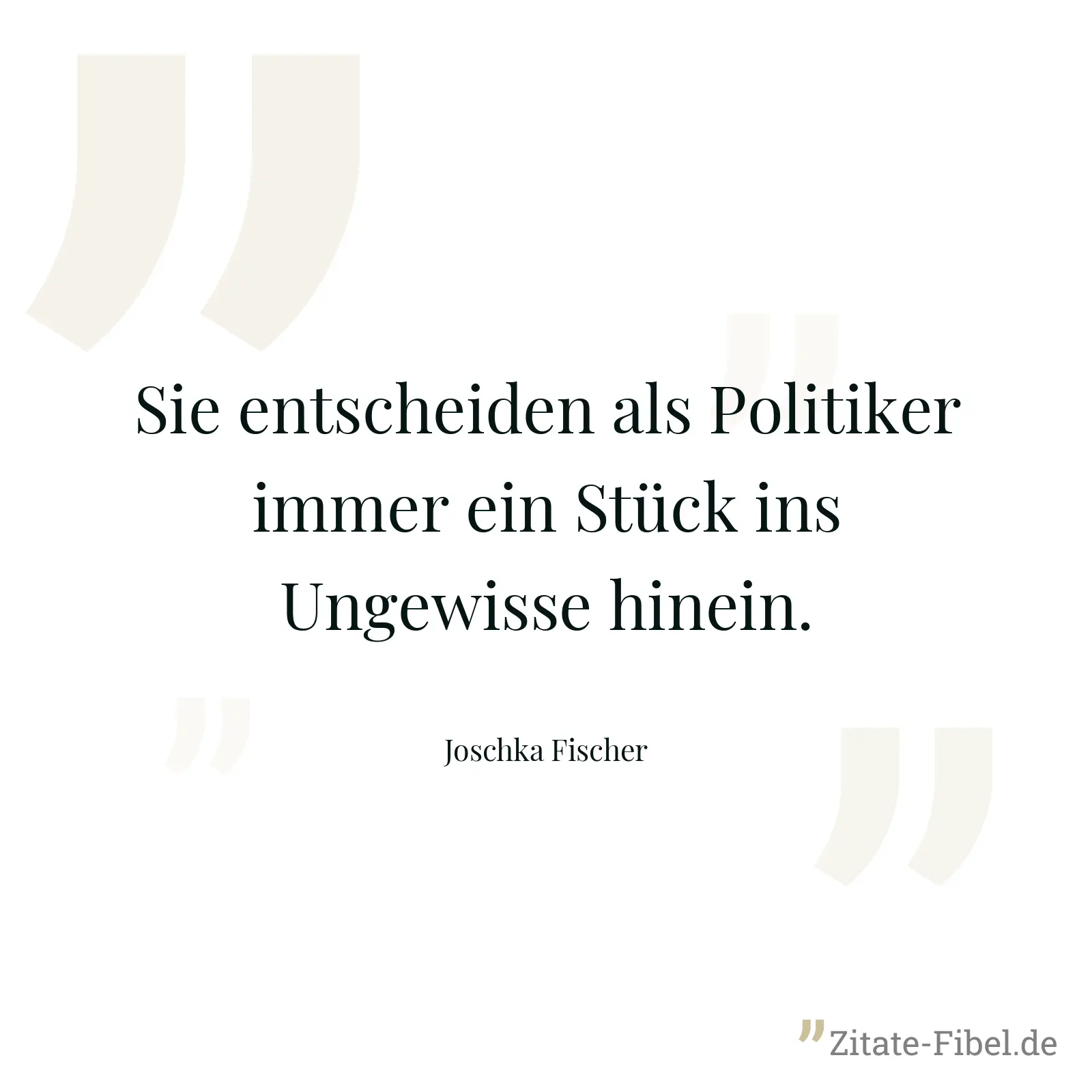 Sie entscheiden als Politiker immer ein Stück ins Ungewisse hinein. - Joschka Fischer