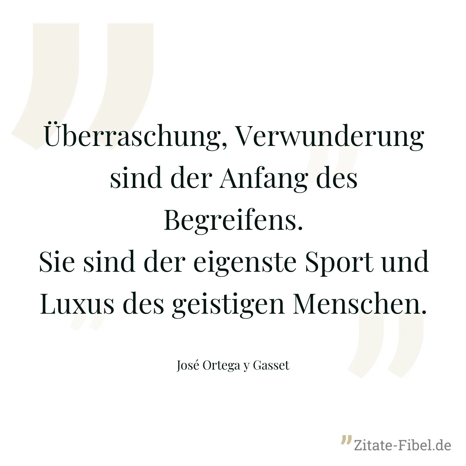 Überraschung, Verwunderung sind der Anfang des Begreifens. Sie sind der eigenste Sport und Luxus des geistigen Menschen. - José Ortega y Gasset