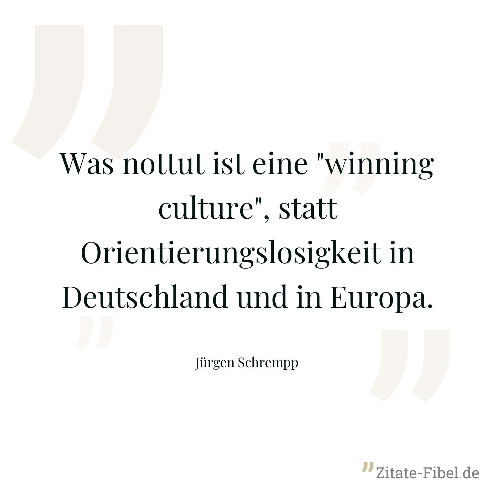 Was nottut ist eine "winning culture", statt Orientierungslosigkeit in Deutschland und in Europa. - Jürgen Schrempp