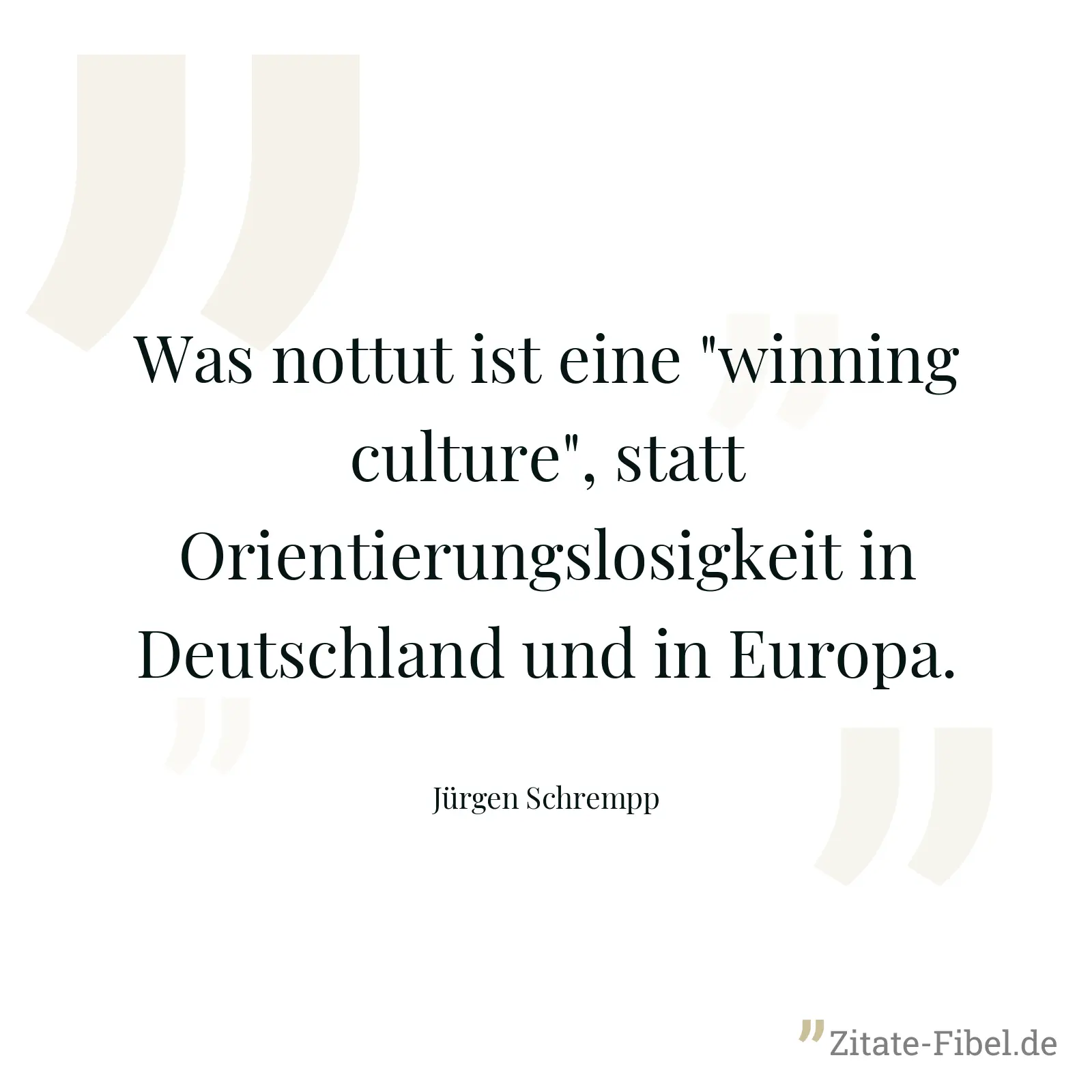 Was nottut ist eine "winning culture", statt Orientierungslosigkeit in Deutschland und in Europa. - Jürgen Schrempp