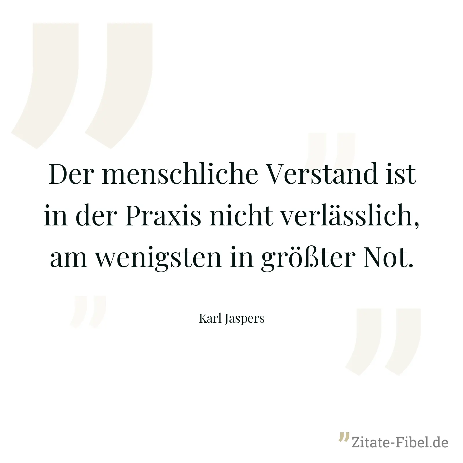 Der menschliche Verstand ist in der Praxis nicht verlässlich, am wenigsten in größter Not. - Karl Jaspers