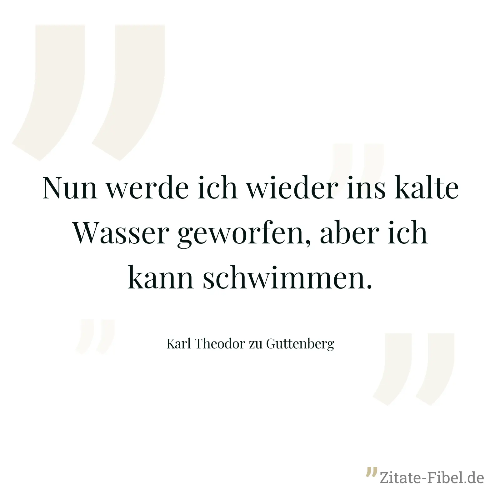 Nun werde ich wieder ins kalte Wasser geworfen, aber ich kann schwimmen. - Karl Theodor zu Guttenberg