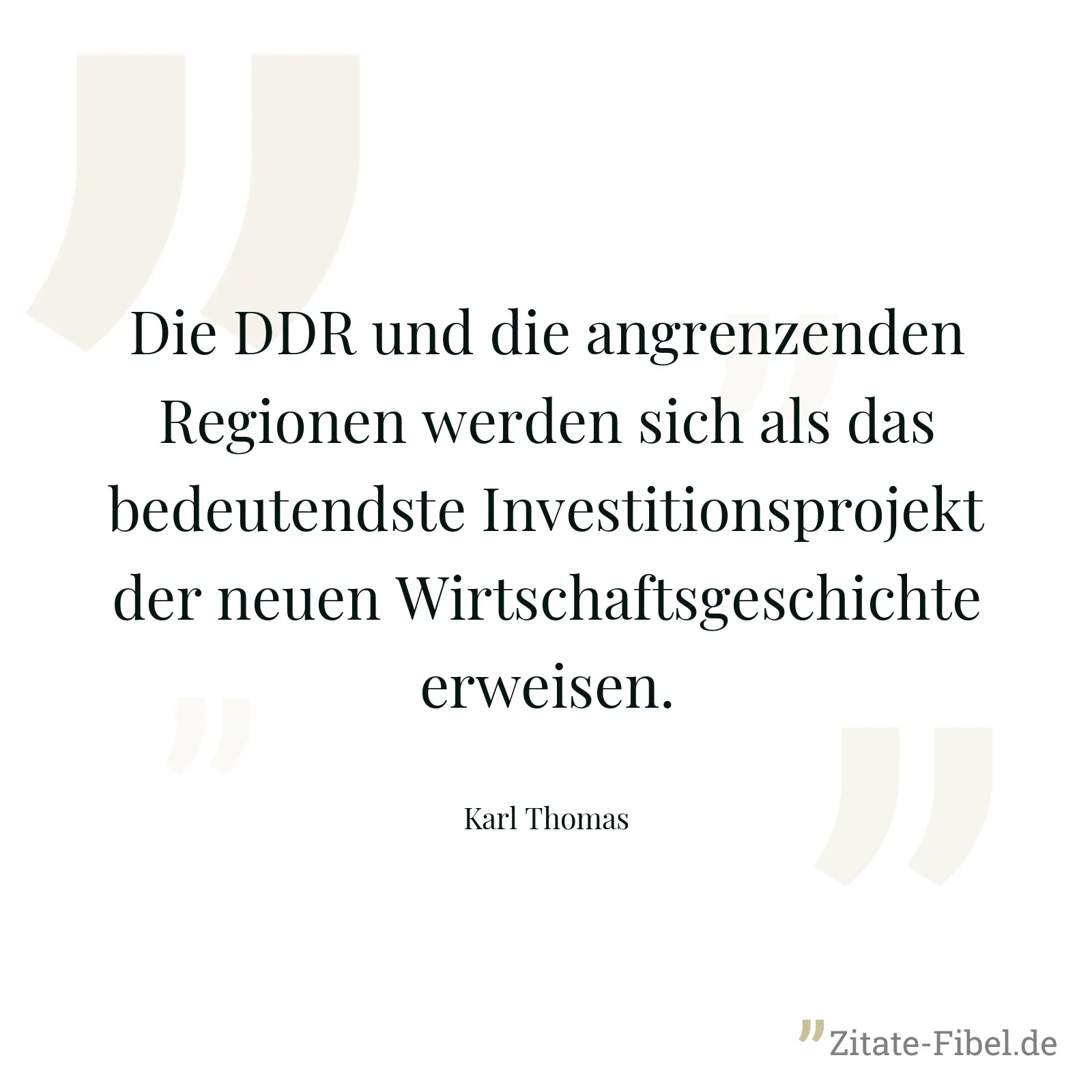 Die DDR und die angrenzenden Regionen werden sich als das bedeutendste Investitionsprojekt der neuen Wirtschaftsgeschichte erweisen. - Karl Thomas