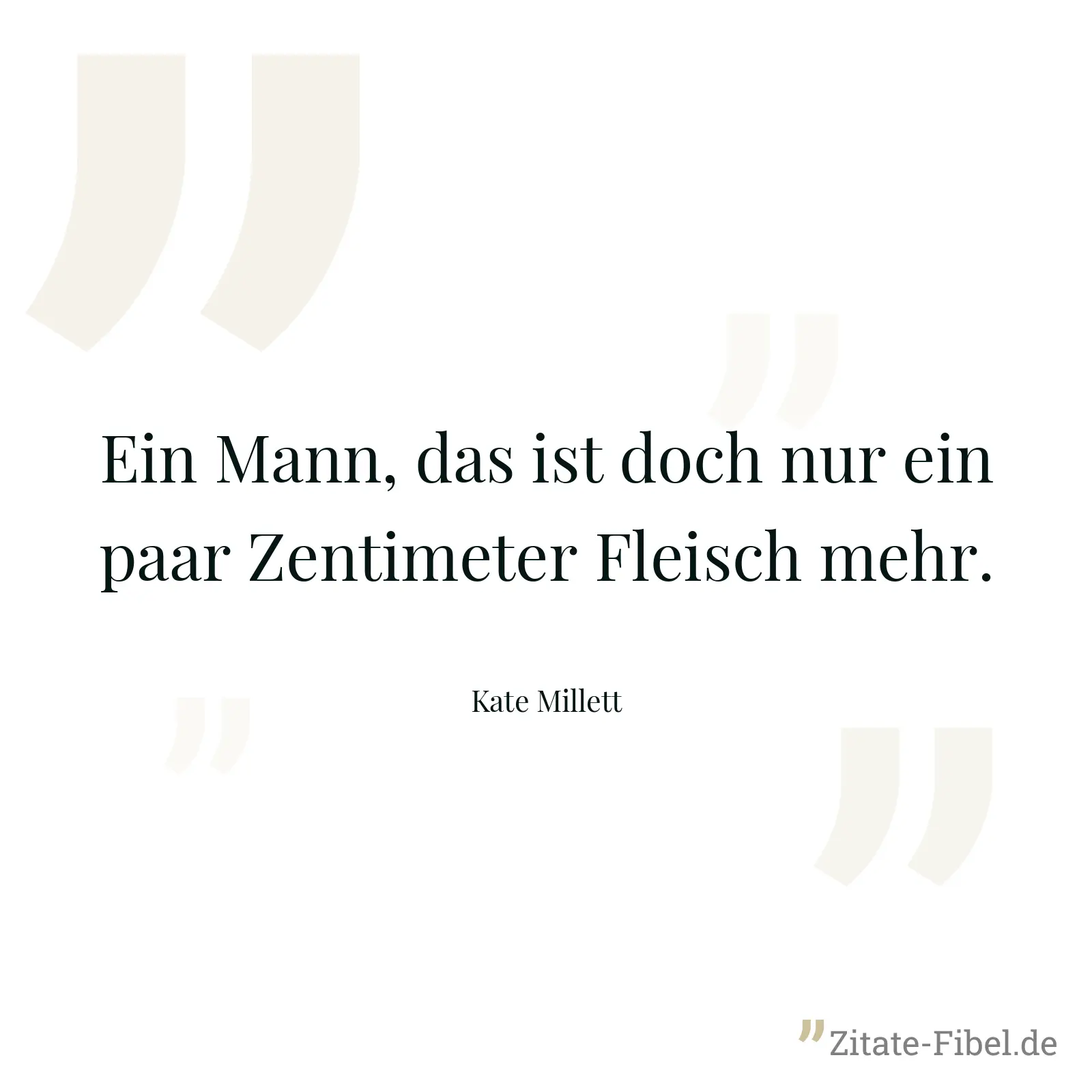 Ein Mann, das ist doch nur ein paar Zentimeter Fleisch mehr. - Kate Millett