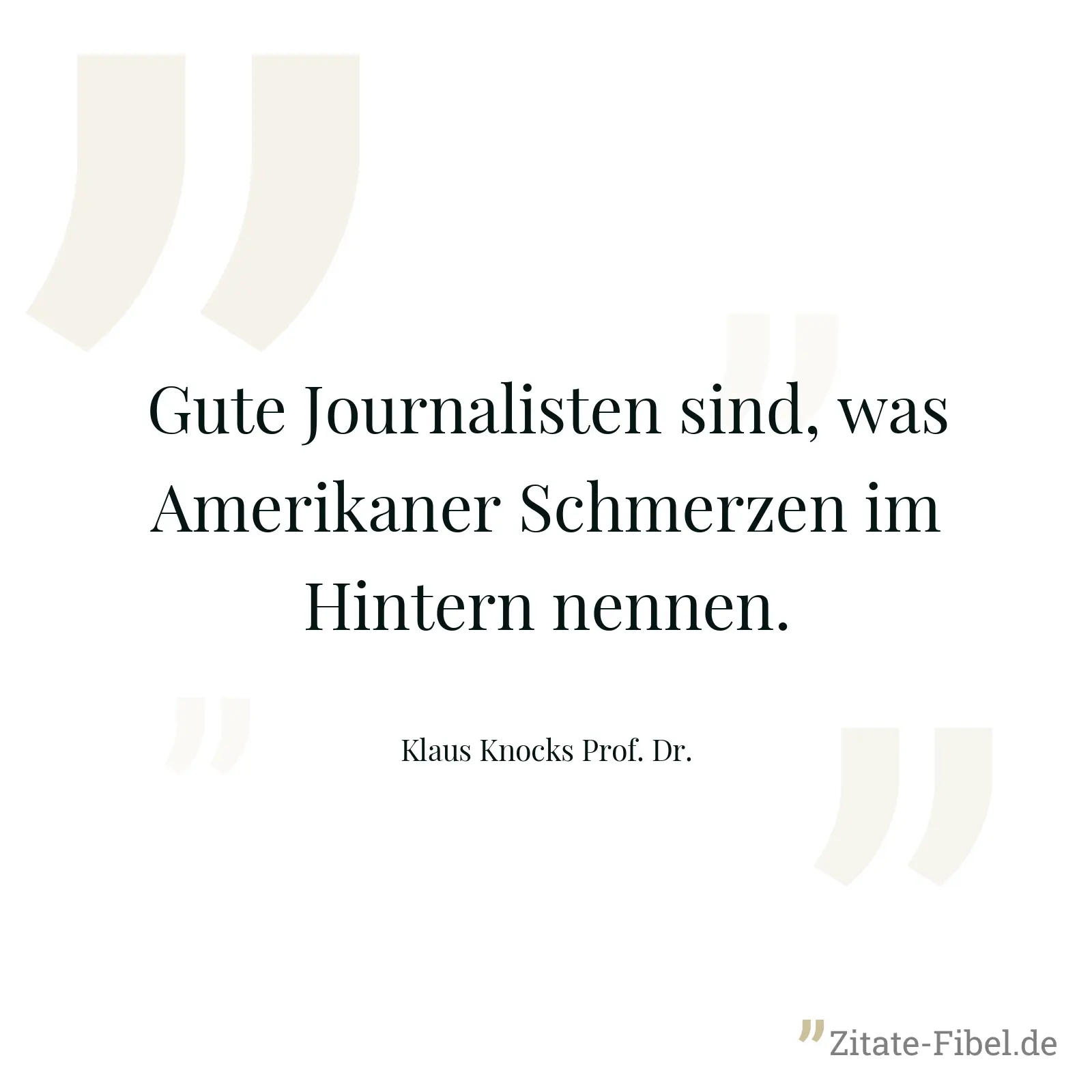 Gute Journalisten sind, was Amerikaner Schmerzen im Hintern nennen. - Klaus Knocks Prof. Dr.