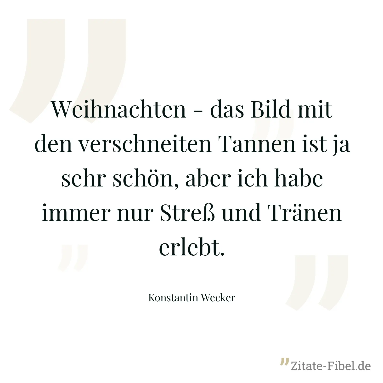 Weihnachten - das Bild mit den verschneiten Tannen ist ja sehr schön, aber ich habe immer nur Streß und Tränen erlebt. - Konstantin Wecker