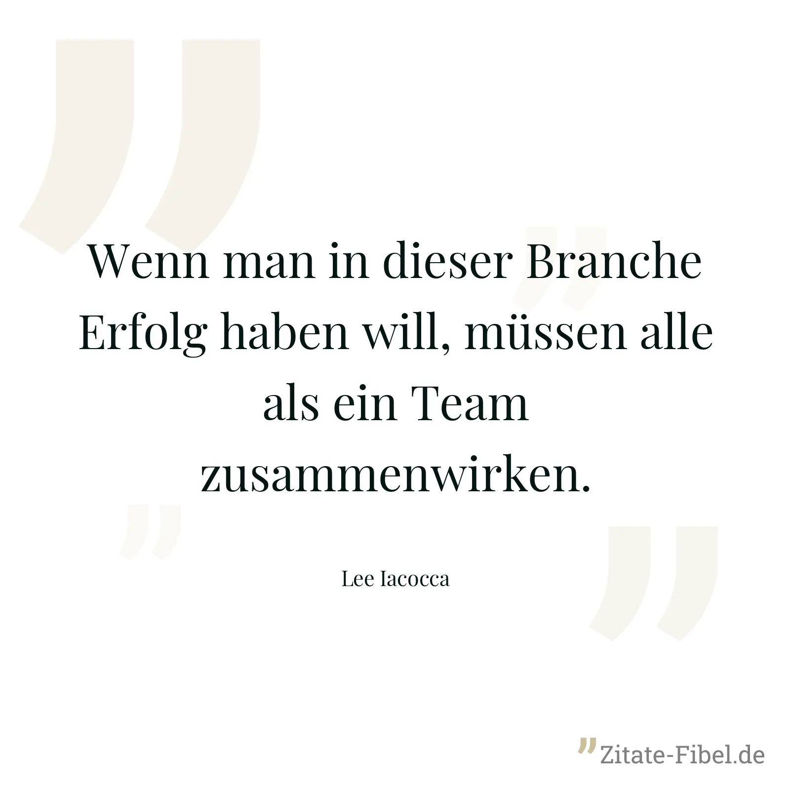 Wenn man in dieser Branche Erfolg haben will, müssen alle als ein Team zusammenwirken. - Lee Iacocca