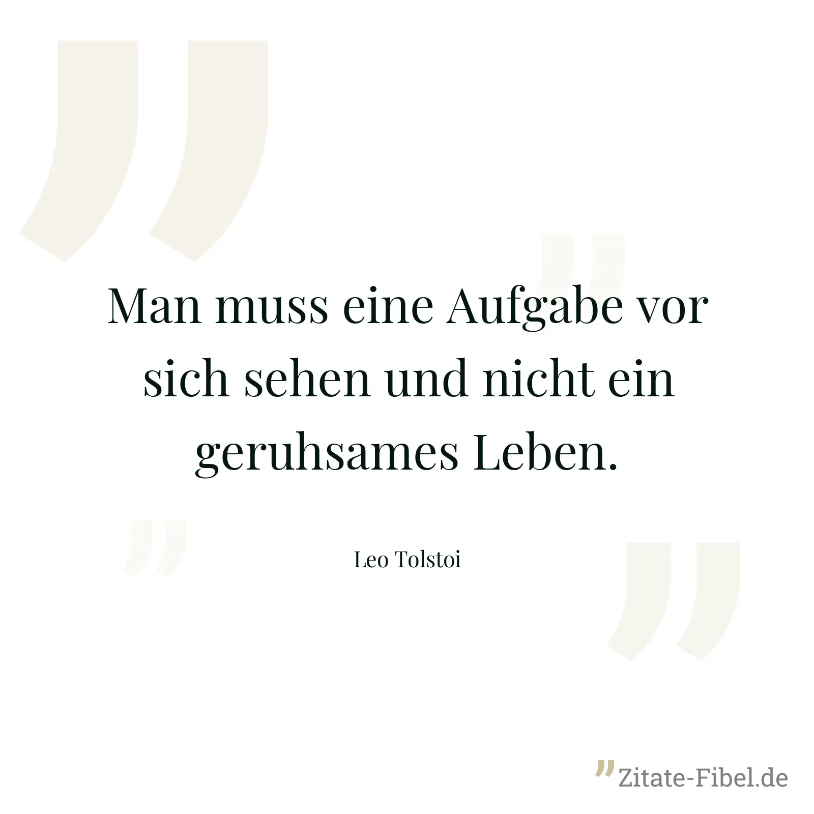 Man muss eine Aufgabe vor sich sehen und nicht ein geruhsames Leben. - Leo Tolstoi