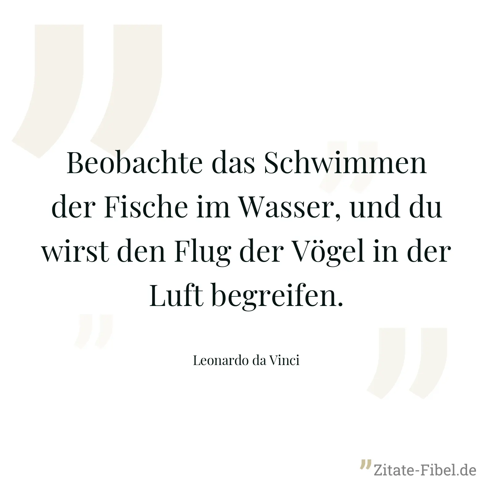 Beobachte das Schwimmen der Fische im Wasser, und du wirst den Flug der Vögel in der Luft begreifen. - Leonardo da Vinci