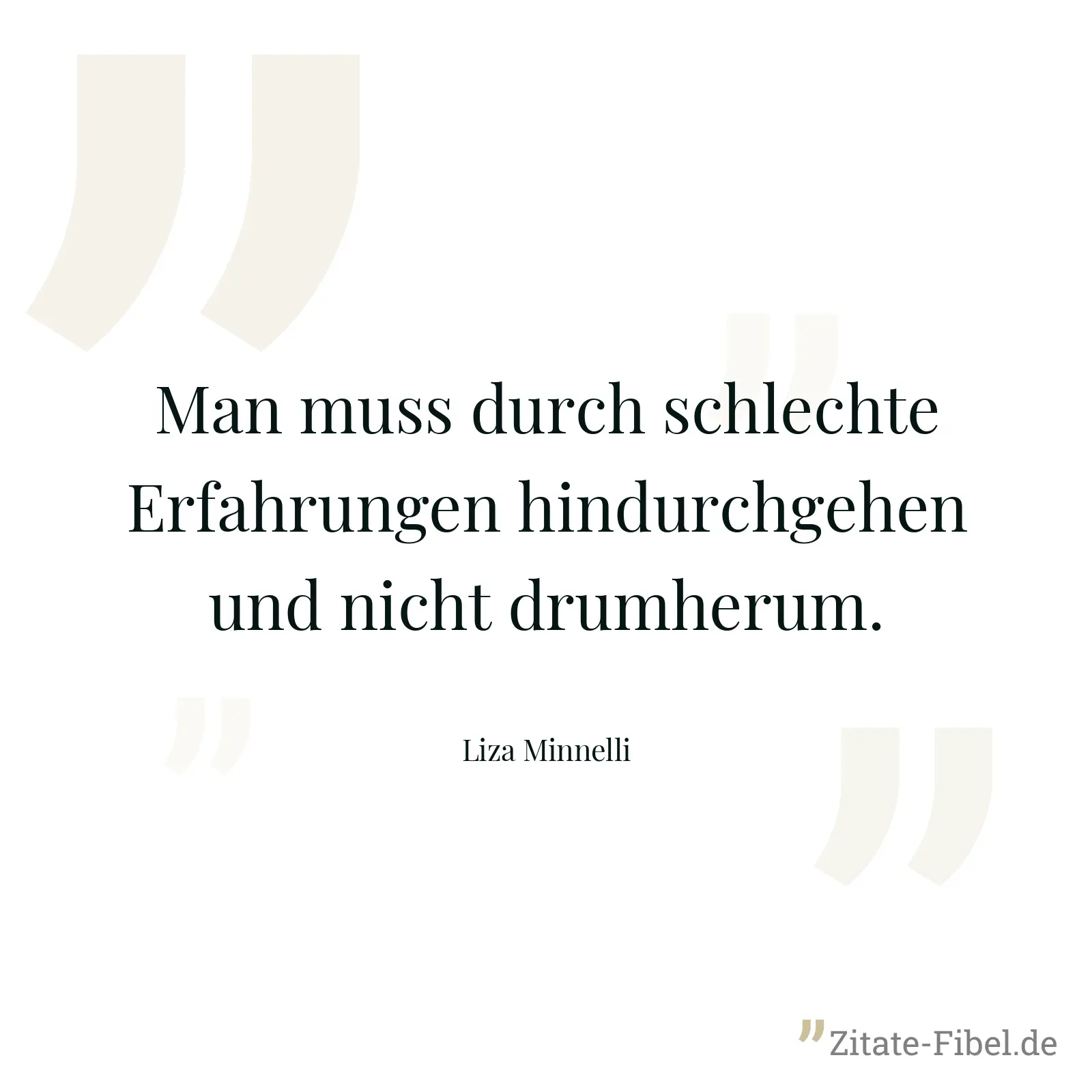 Man muss durch schlechte Erfahrungen hindurchgehen und nicht drumherum. - Liza Minnelli