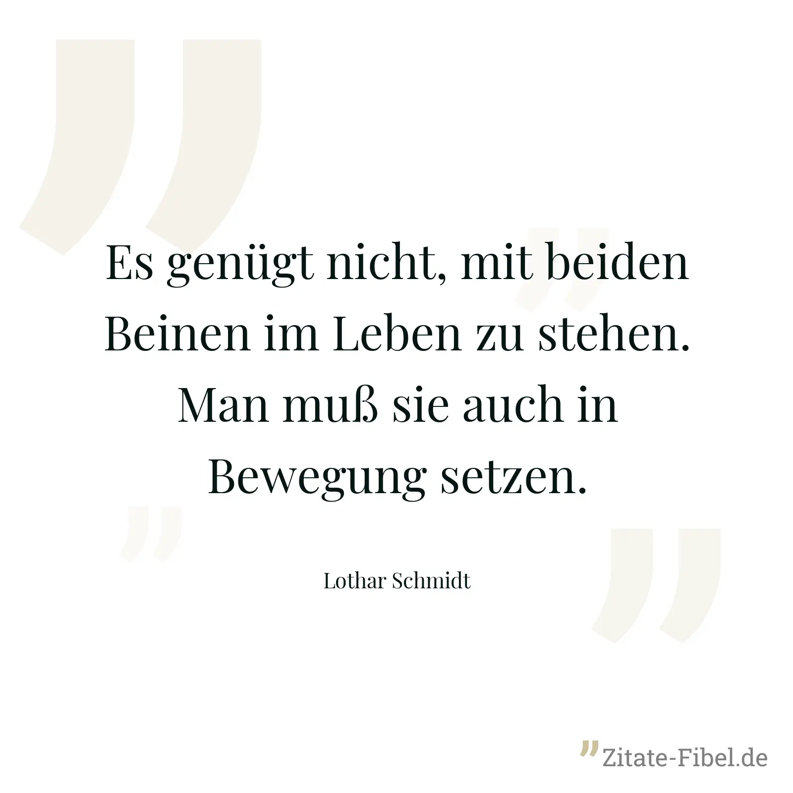 Es genügt nicht, mit beiden Beinen im Leben zu stehen. Man muß sie auch in Bewegung setzen. - Lothar Schmidt