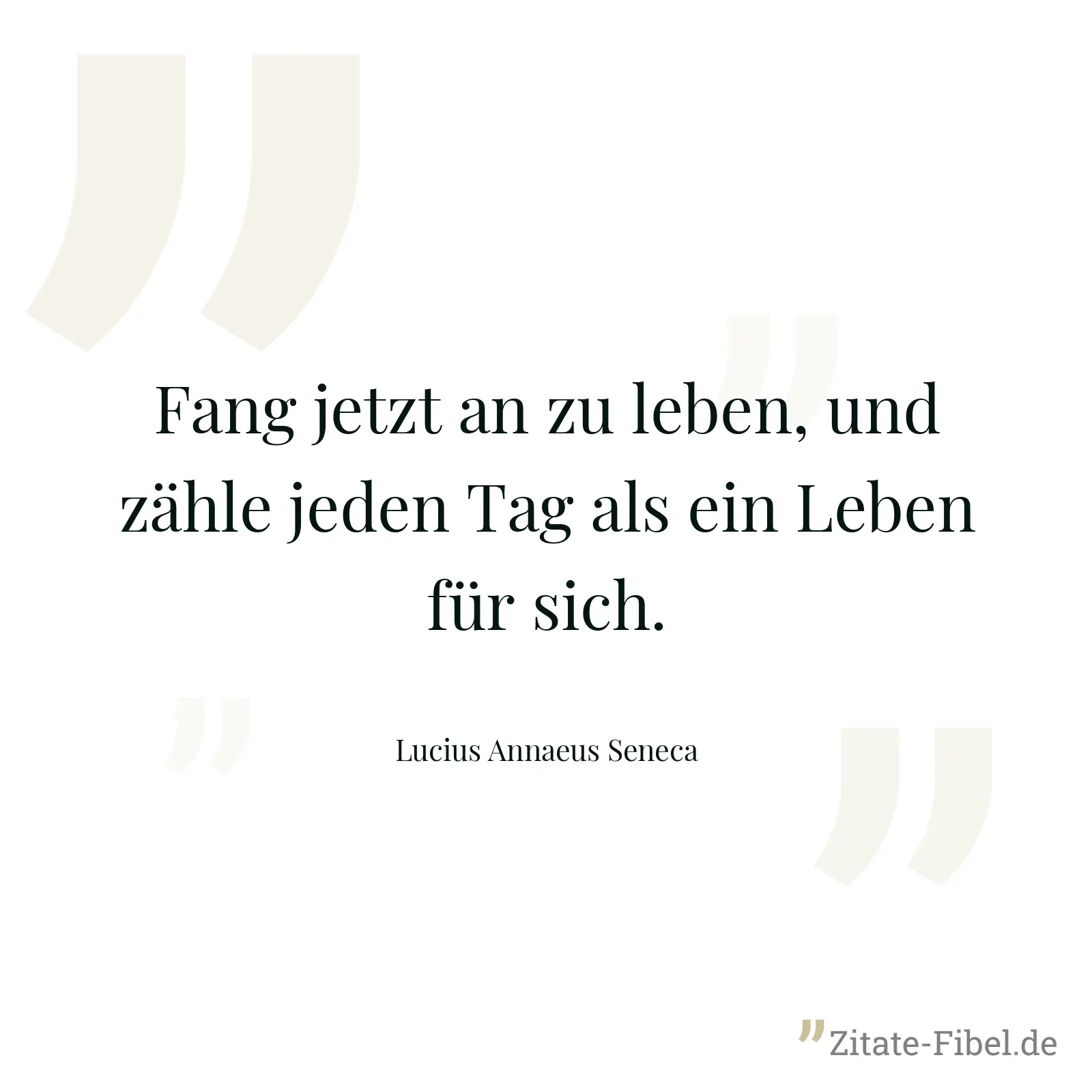Fang jetzt an zu leben, und zähle jeden Tag als ein Leben für sich. - Lucius Annaeus Seneca
