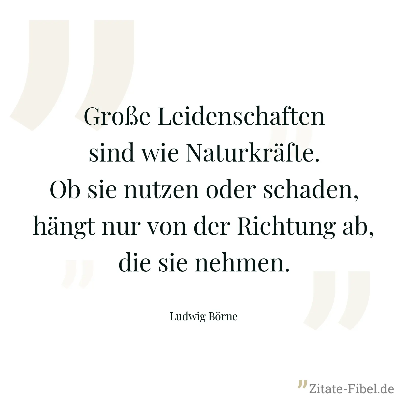 Große Leidenschaften sind wie Naturkräfte. Ob sie nutzen oder schaden, hängt nur von der Richtung ab, die sie nehmen. - Ludwig Börne