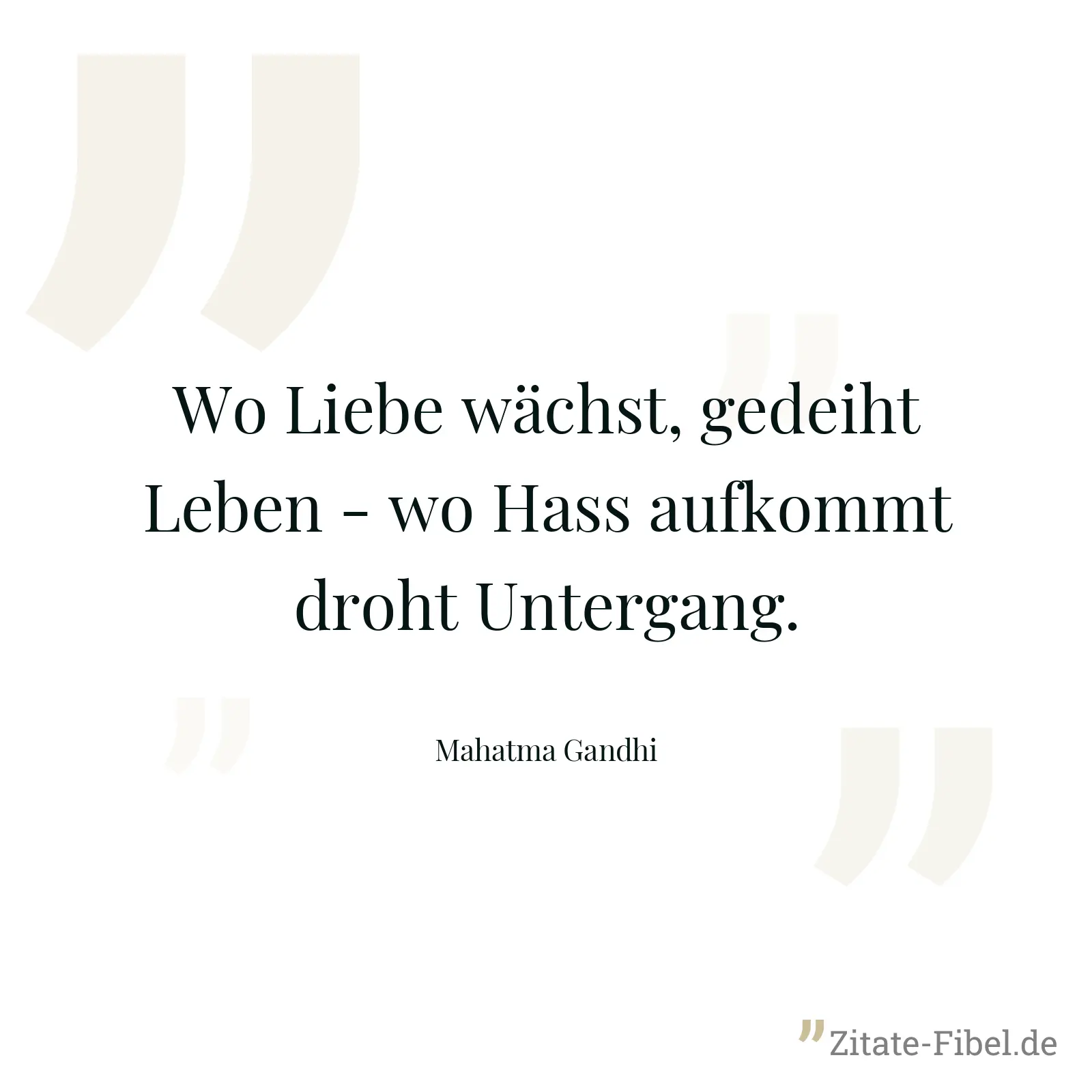 Wo Liebe wächst, gedeiht Leben - wo Hass aufkommt droht Untergang. - Mahatma Gandhi