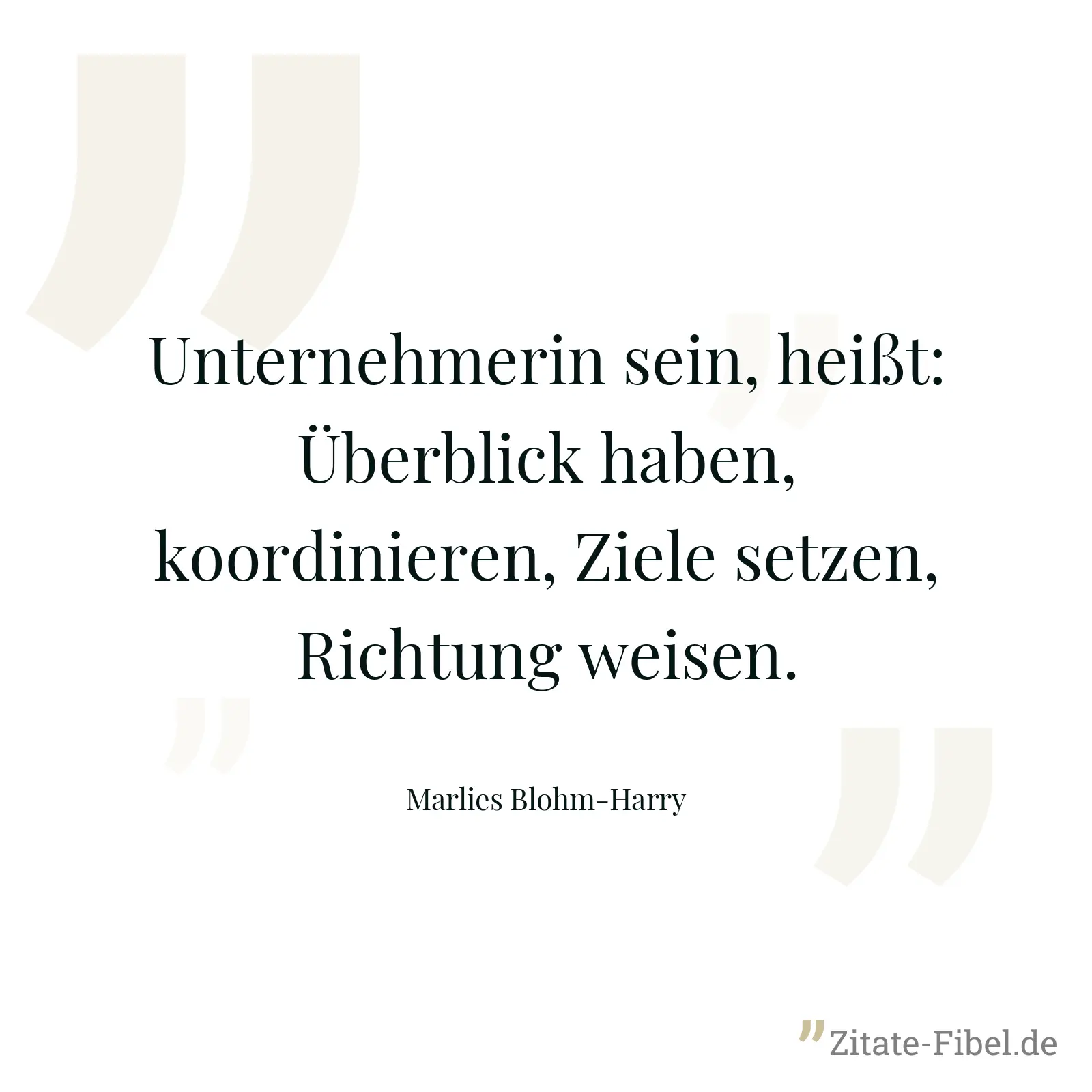 Unternehmerin sein, heißt: Überblick haben, koordinieren, Ziele setzen, Richtung weisen. - Marlies Blohm-Harry