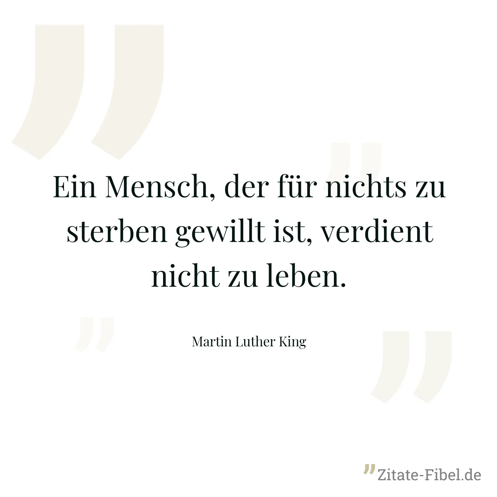 Ein Mensch, der für nichts zu sterben gewillt ist, verdient nicht zu leben. - Martin Luther King