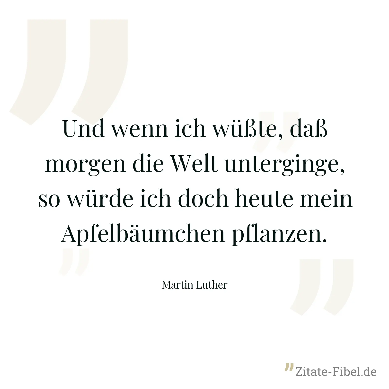 Und wenn ich wüßte, daß morgen die Welt unterginge, so würde ich doch heute mein Apfelbäumchen pflanzen. - Martin Luther