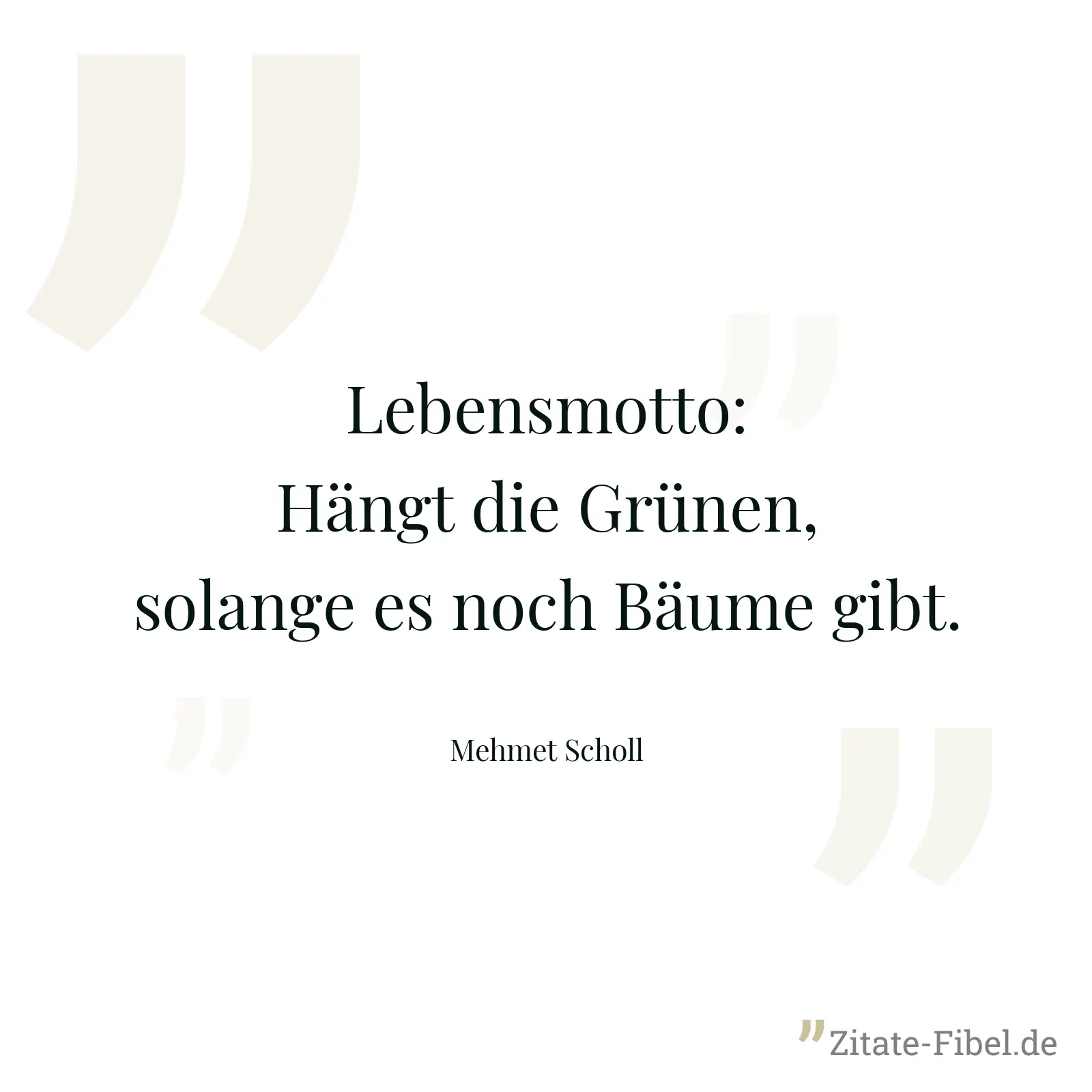 Lebensmotto: Hängt die Grünen, solange es noch Bäume gibt. - Mehmet Scholl