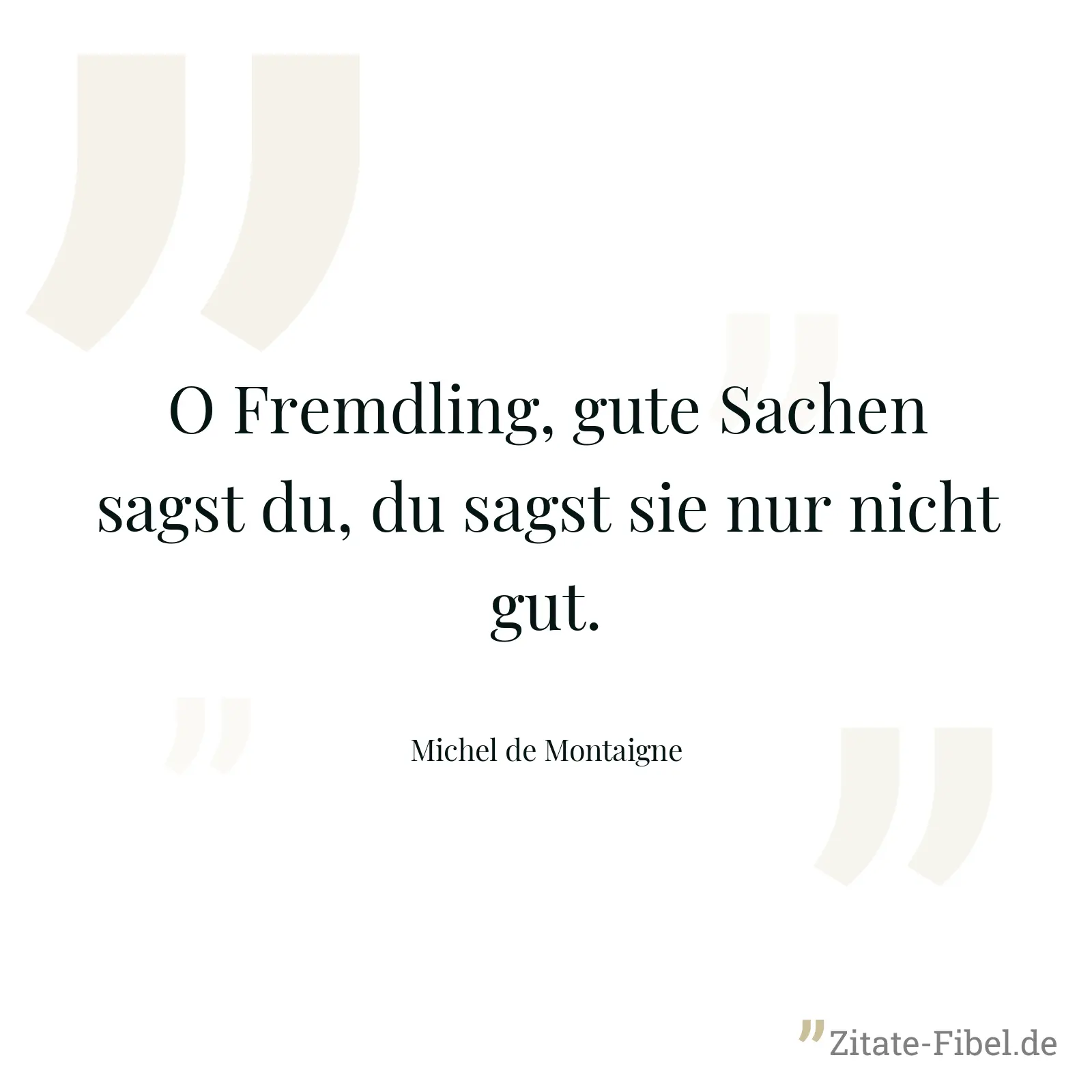 O Fremdling, gute Sachen sagst du, du sagst sie nur nicht gut. - Michel de Montaigne