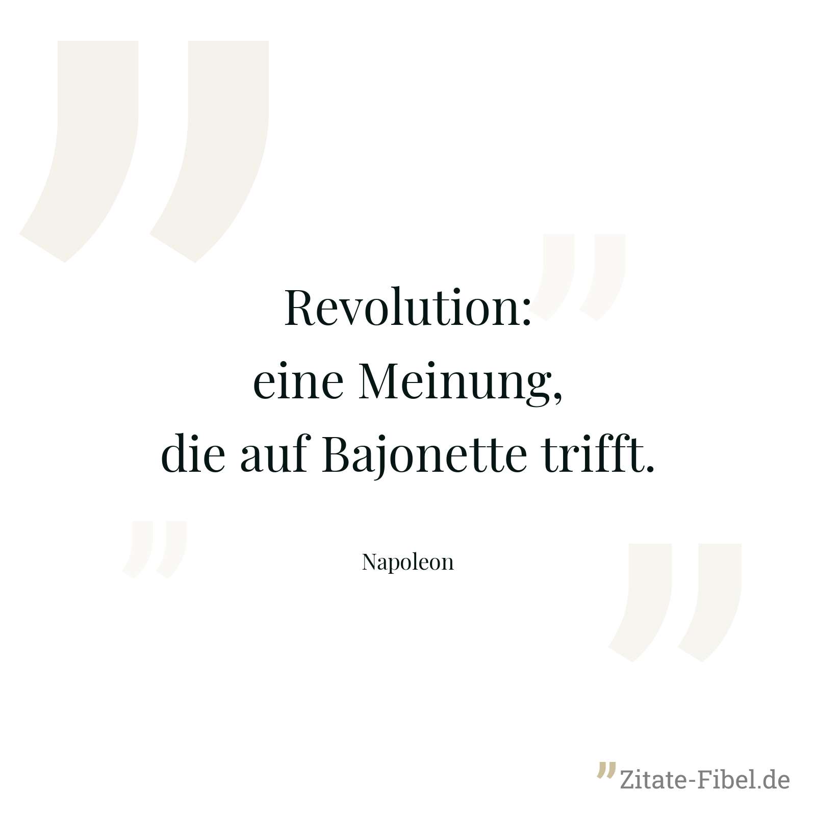 Revolution: eine Meinung, die auf Bajonette trifft. - Napoleon