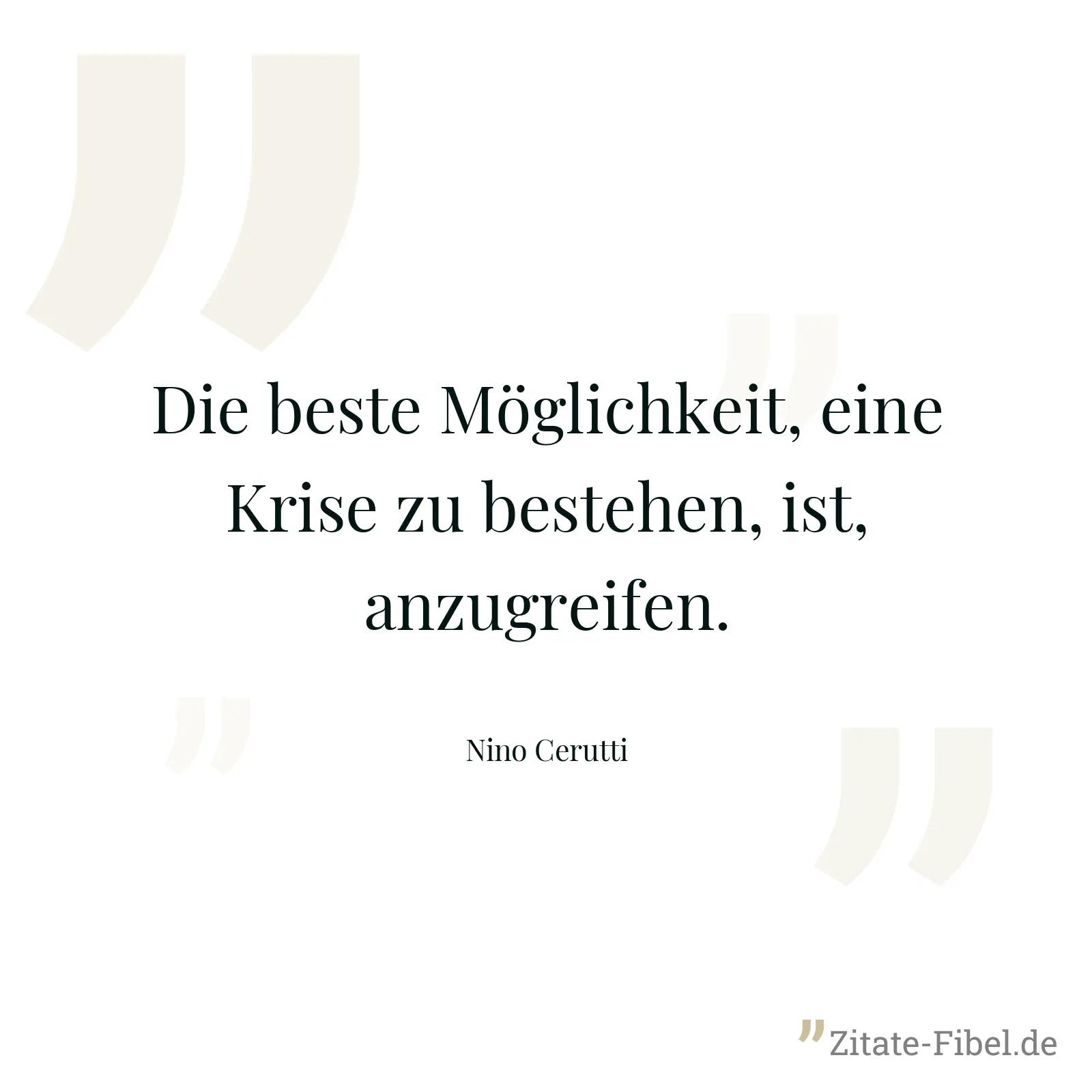 Die beste Möglichkeit, eine Krise zu bestehen, ist, anzugreifen. - Nino Cerutti