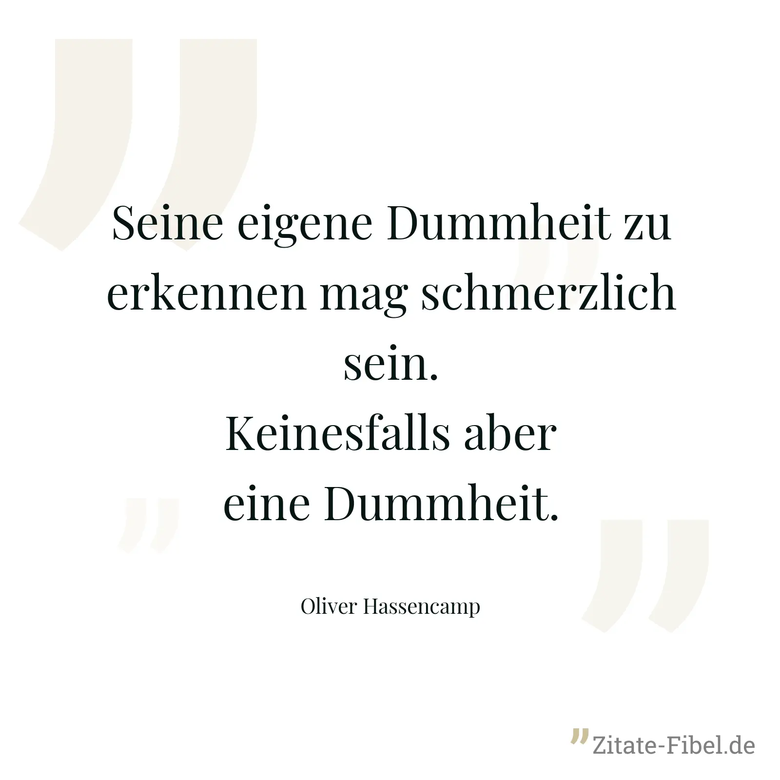 Seine eigene Dummheit zu erkennen mag schmerzlich sein. Keinesfalls aber eine Dummheit. - Oliver Hassencamp